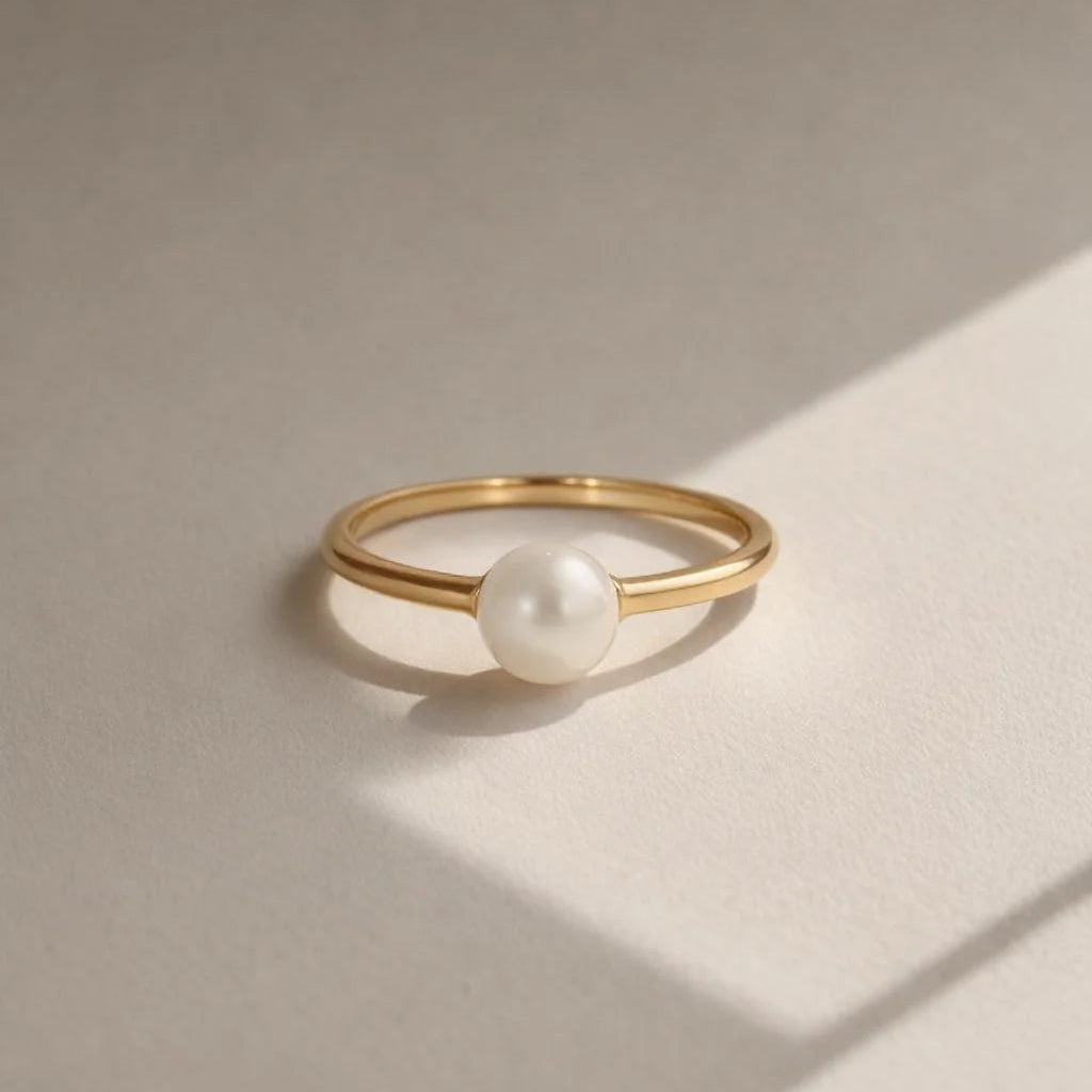 Forgyldt Ferskvandsperle Ring