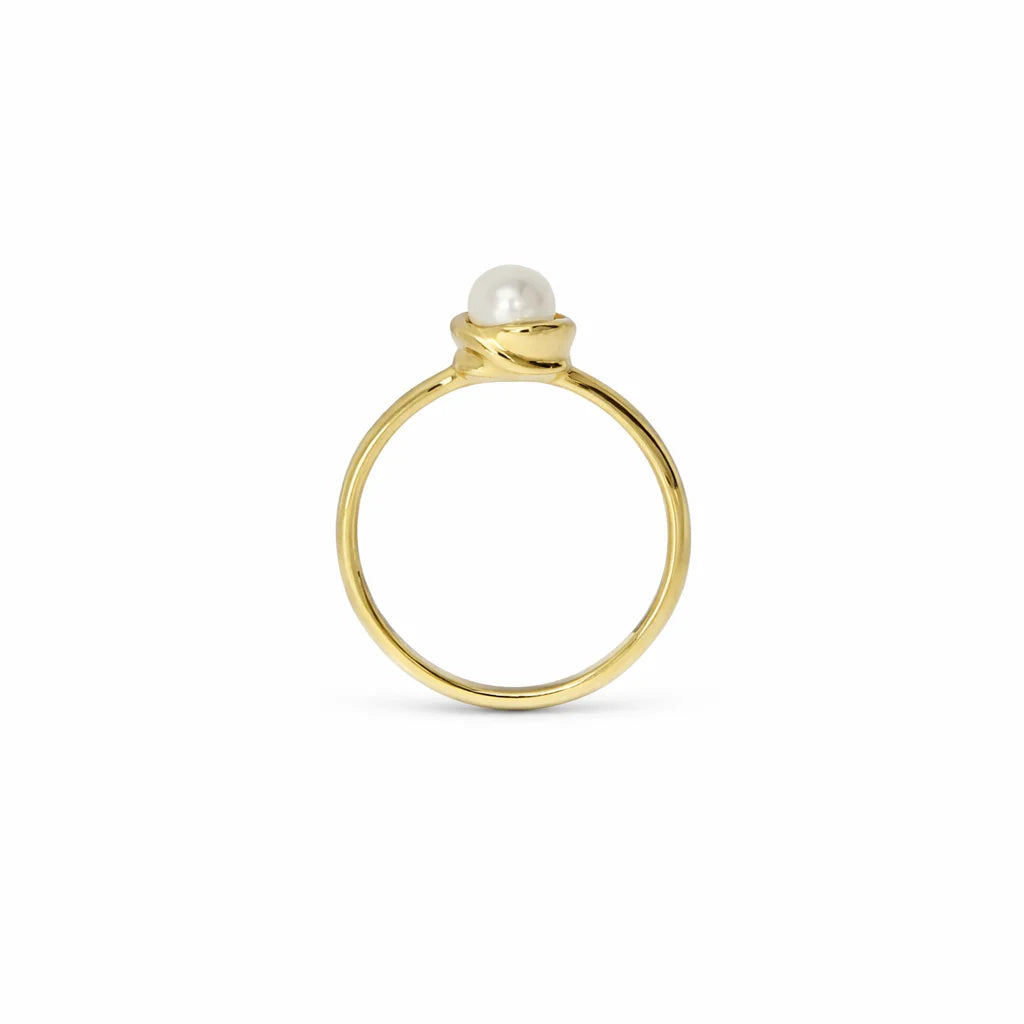 Forgyldt Elegant Ferskvandsperle Ring