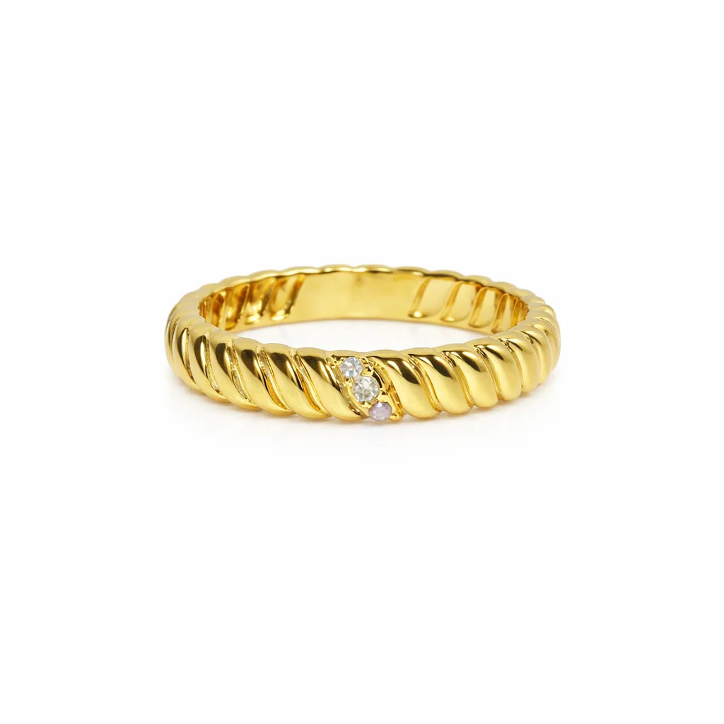 Forgyldt Rillet Ring