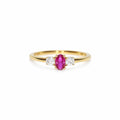 Forgyldt Rød Tre-stens ring