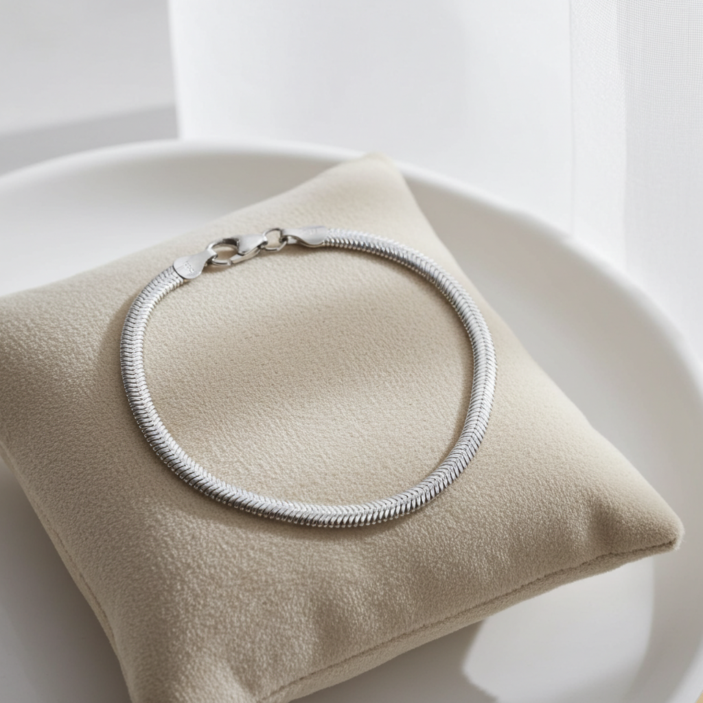 Sølv Flad Slange Armbånd