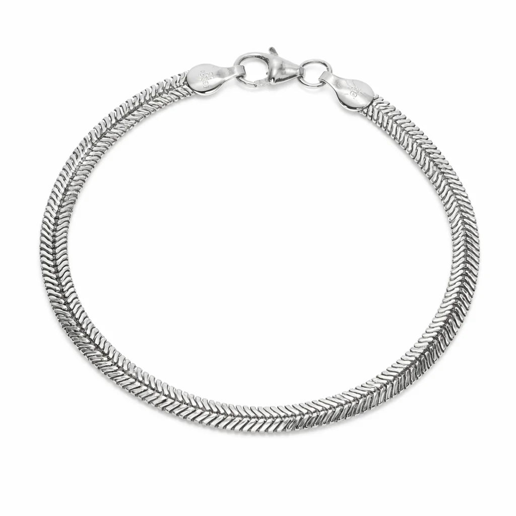 Sølv Flad Slange Armbånd