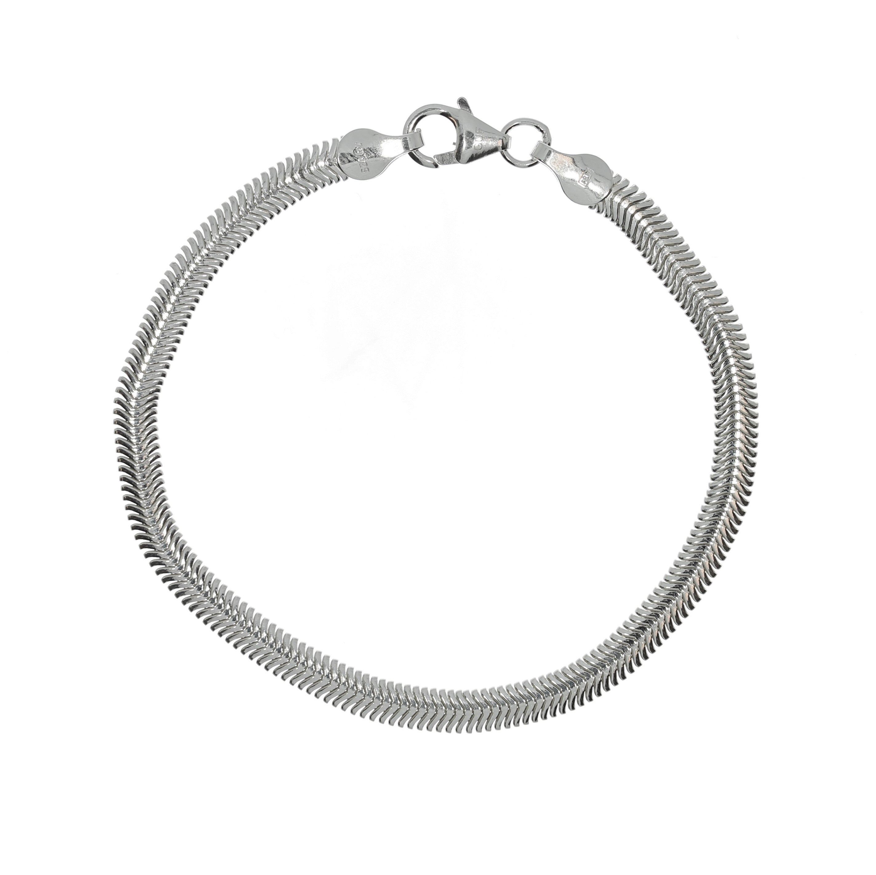 Sølv Flad Slange Armbånd