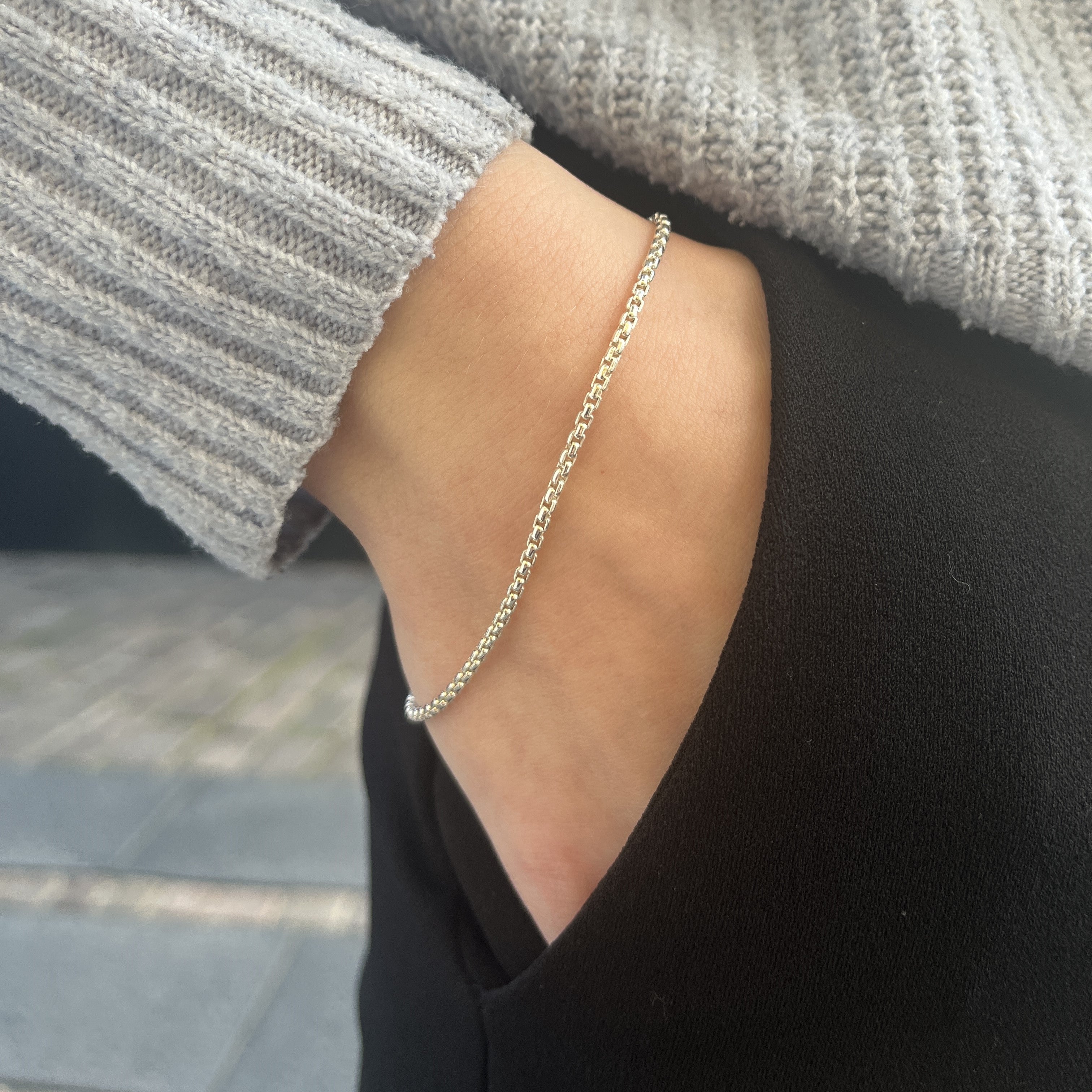 Sølv Flettet Lænke Armbånd Small