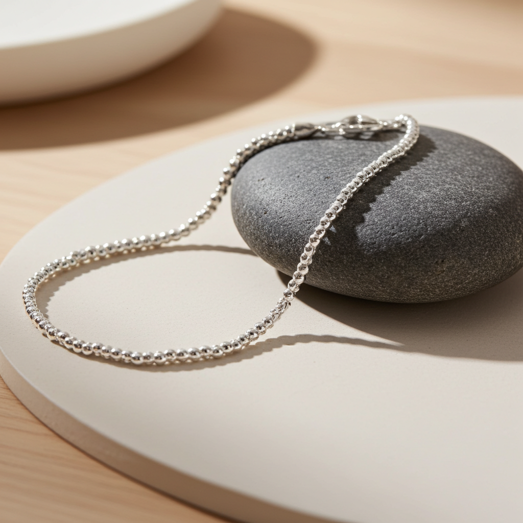 Sølv Flettet Lænke Armbånd