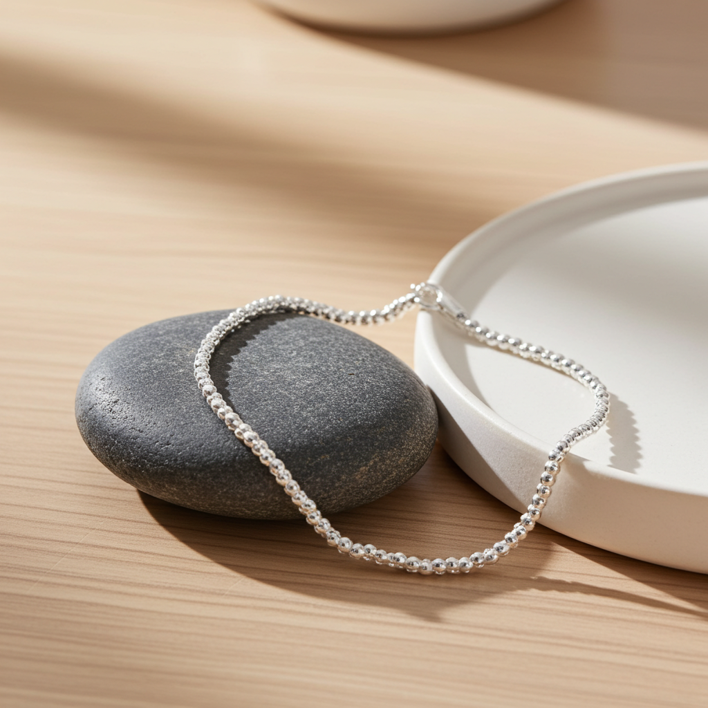 Sølv Flettet Lænke Armbånd