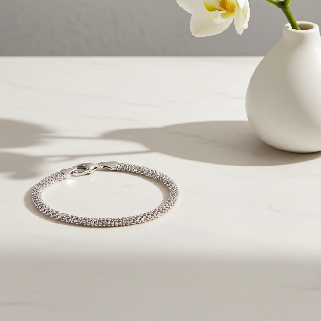 Sølv Flettet Tråd Armbånd