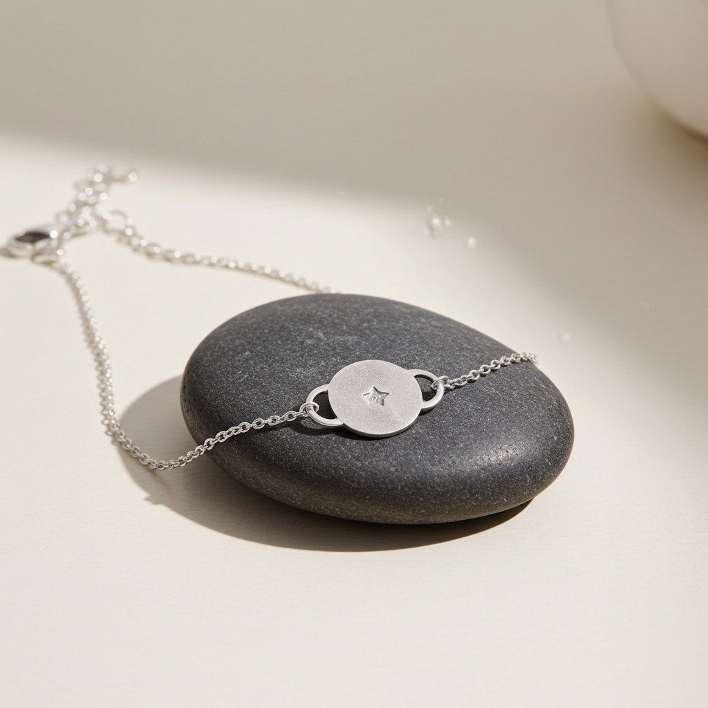 Sølv Mat Plade Armbånd