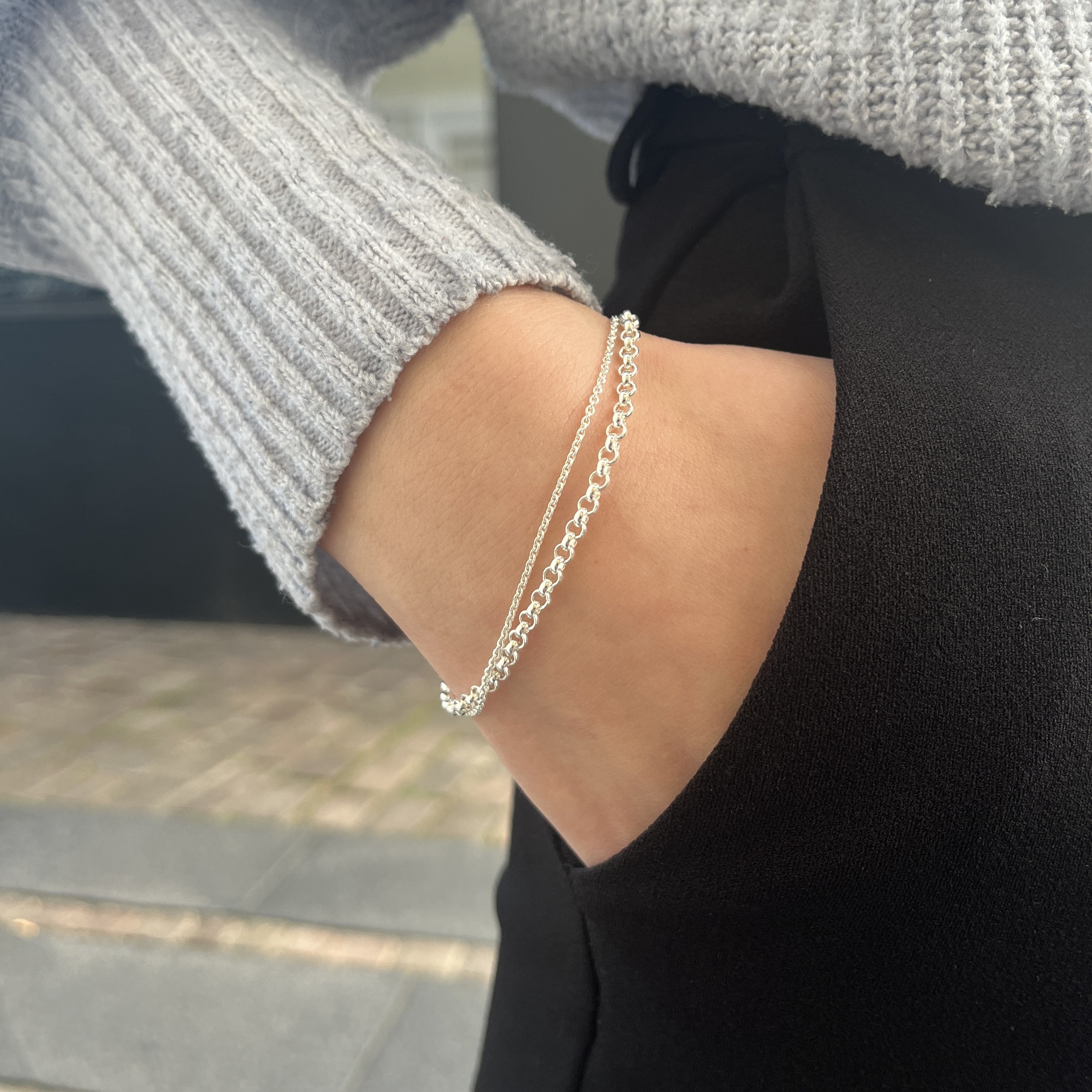 Sølv Dobbeltrækket Armbånd