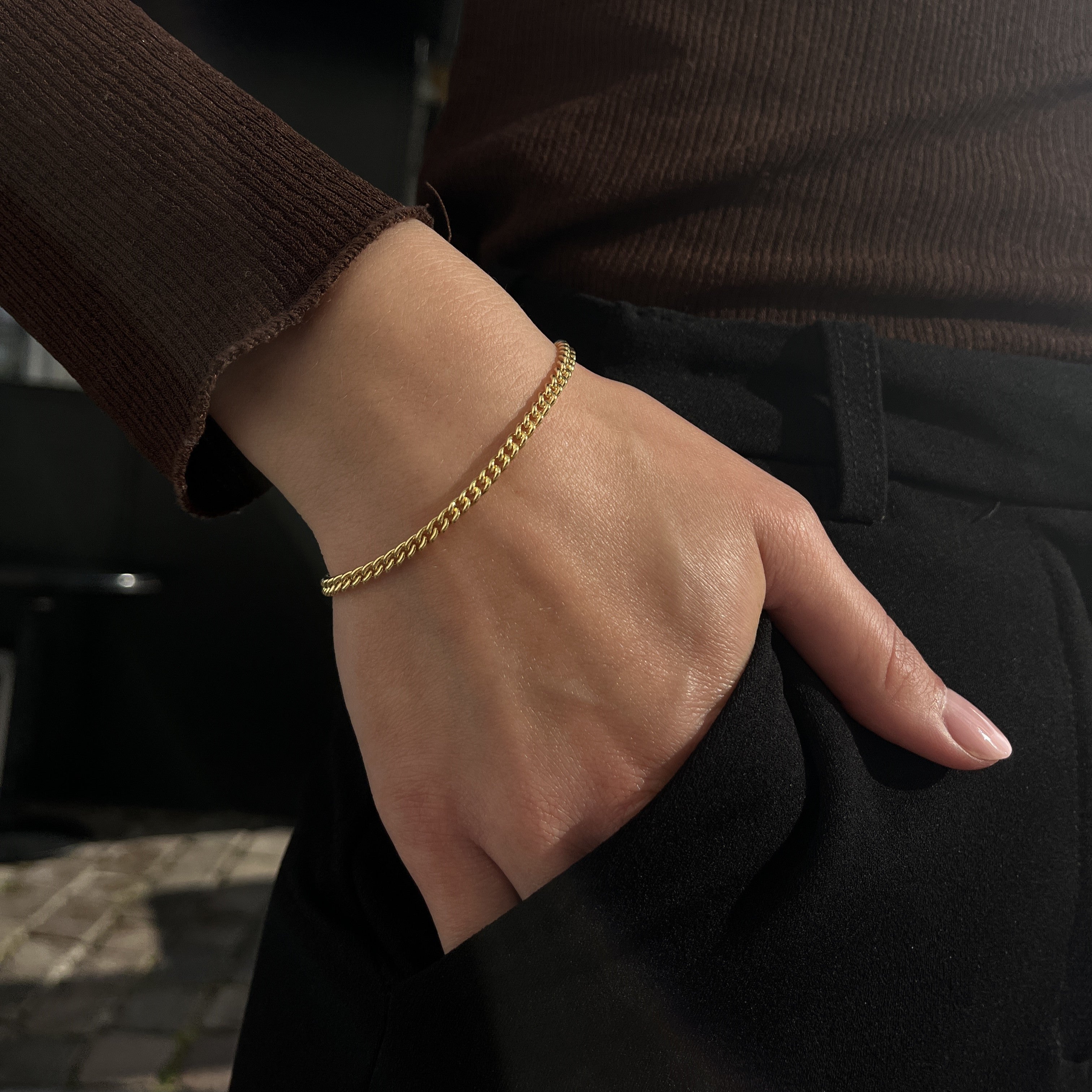 Forgyldt Rund Panser Armbånd