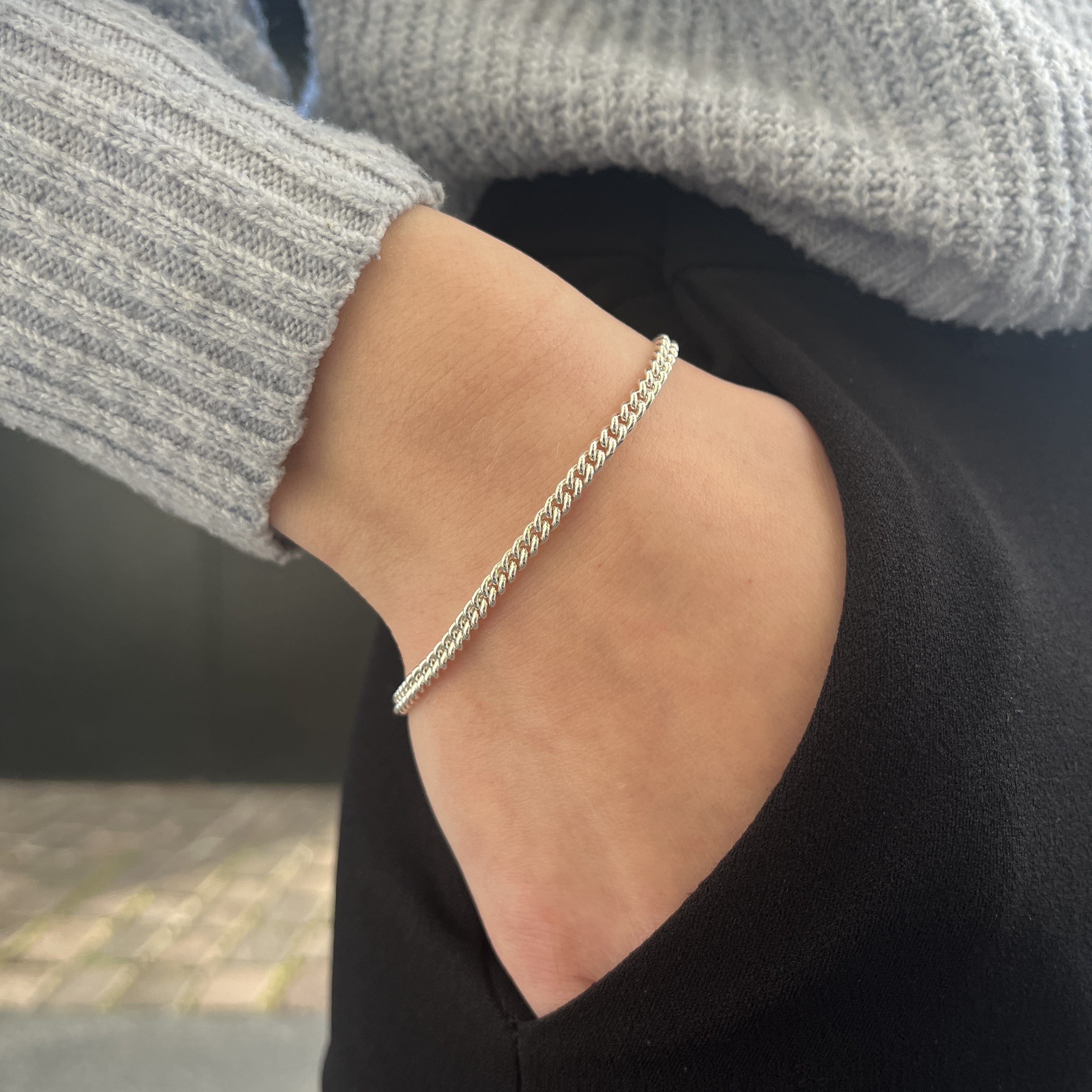 Sølv Rund Panser Armbånd