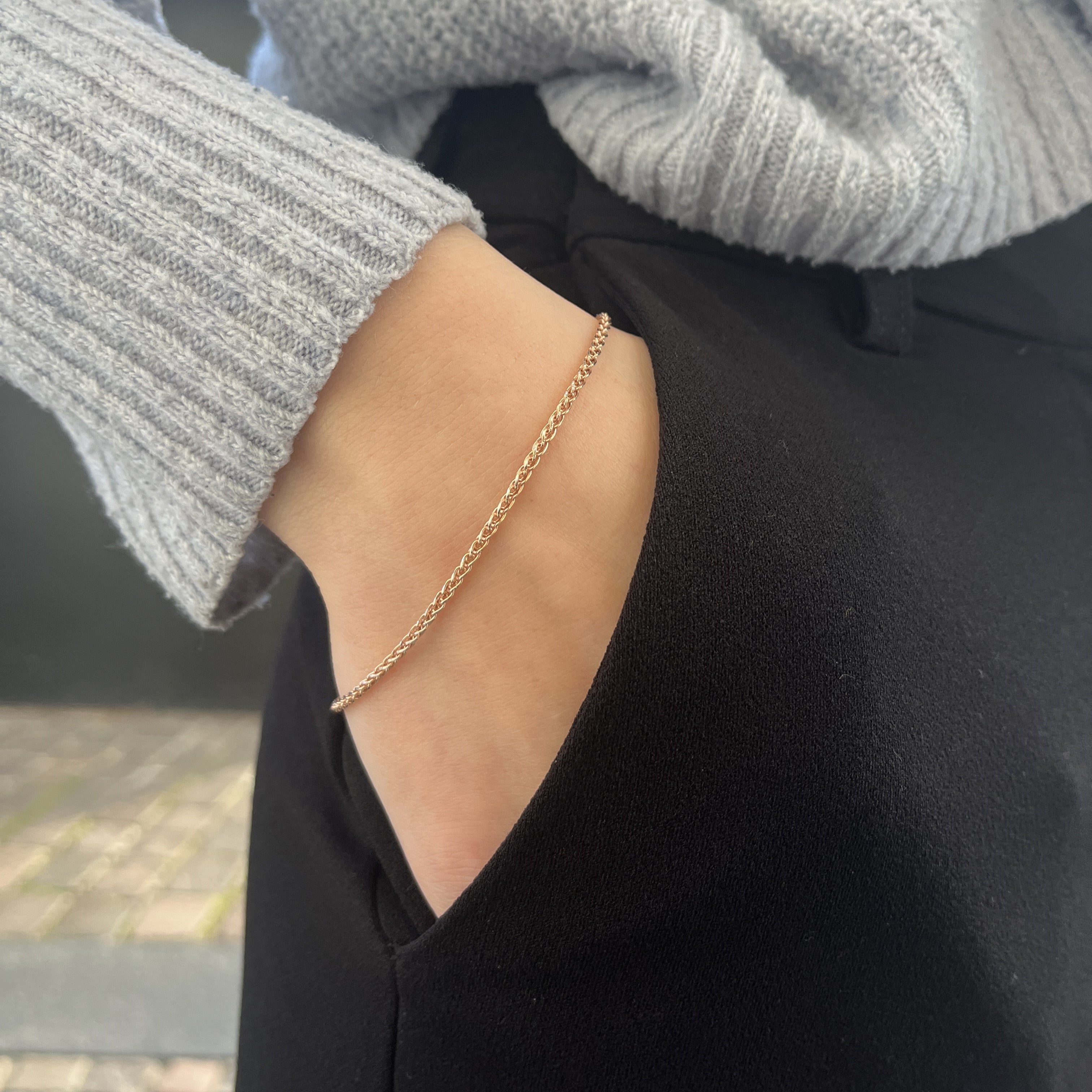 Rosaforgyldt Flet Tråd Armbånd
