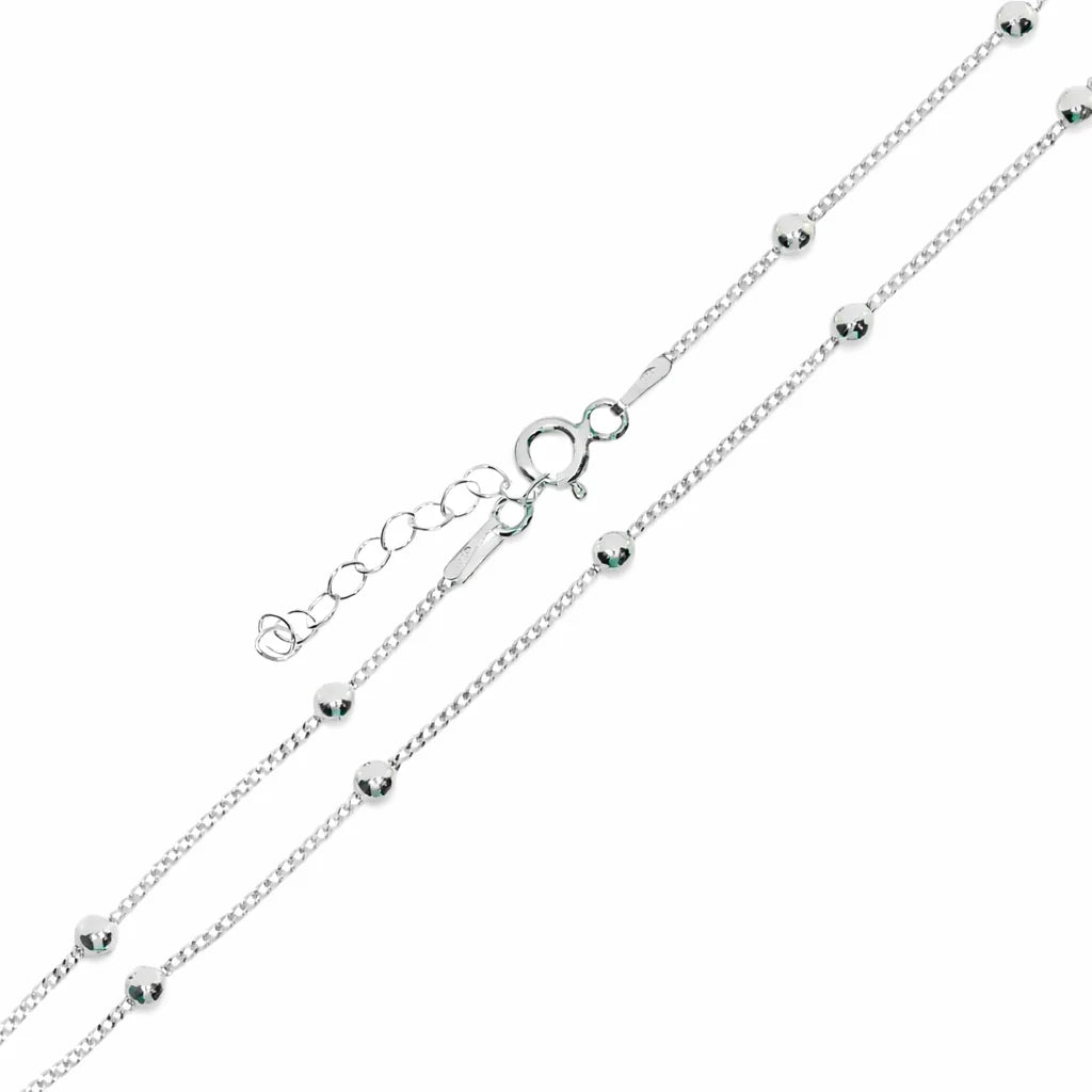 Sølv Kugle-Tråd Ankelkæde