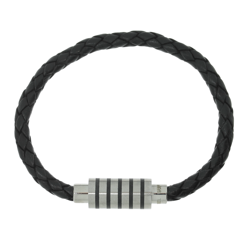 Flettet Læderarmbånd Sort