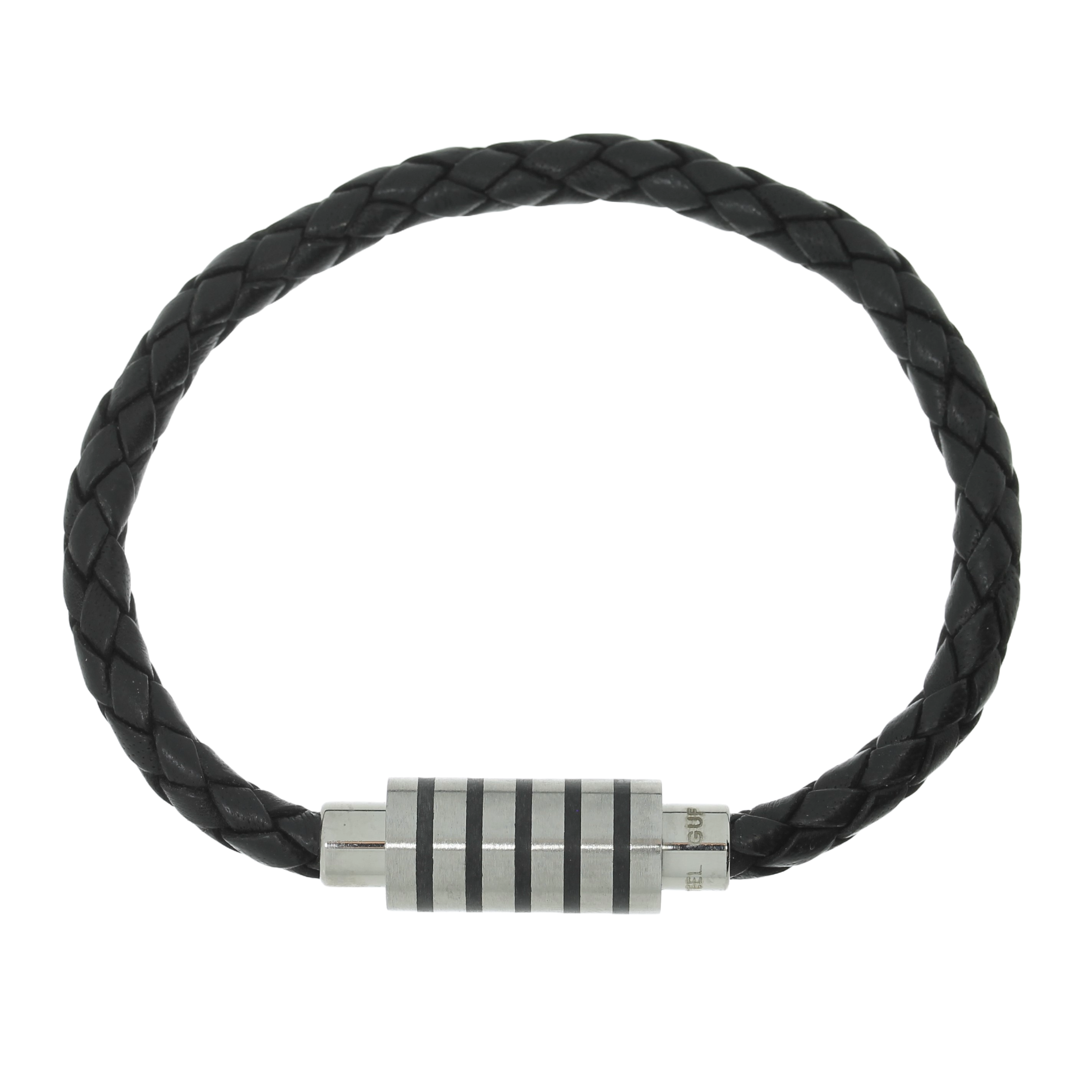 Flettet Læderarmbånd Sort
