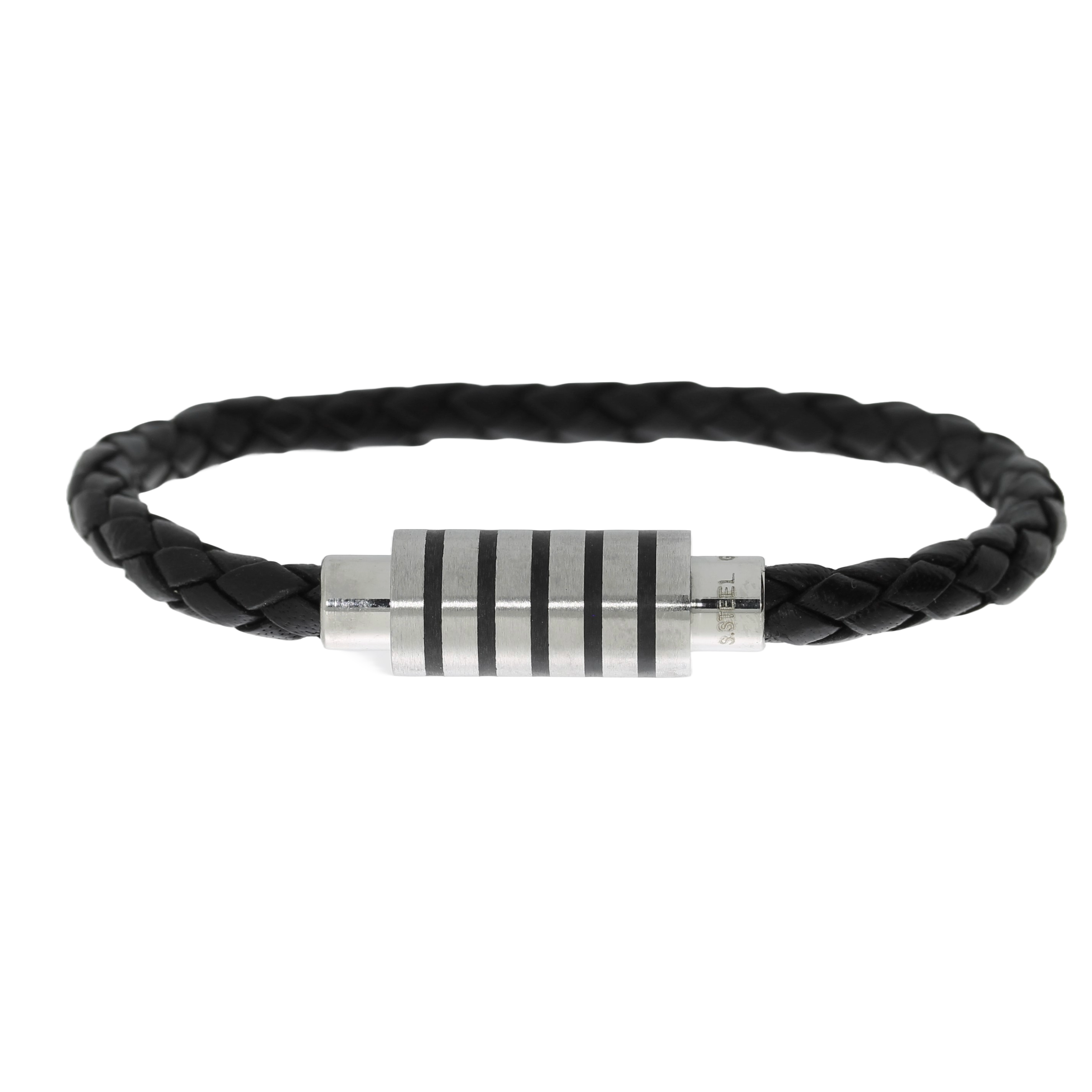 Flettet Læderarmbånd Sort
