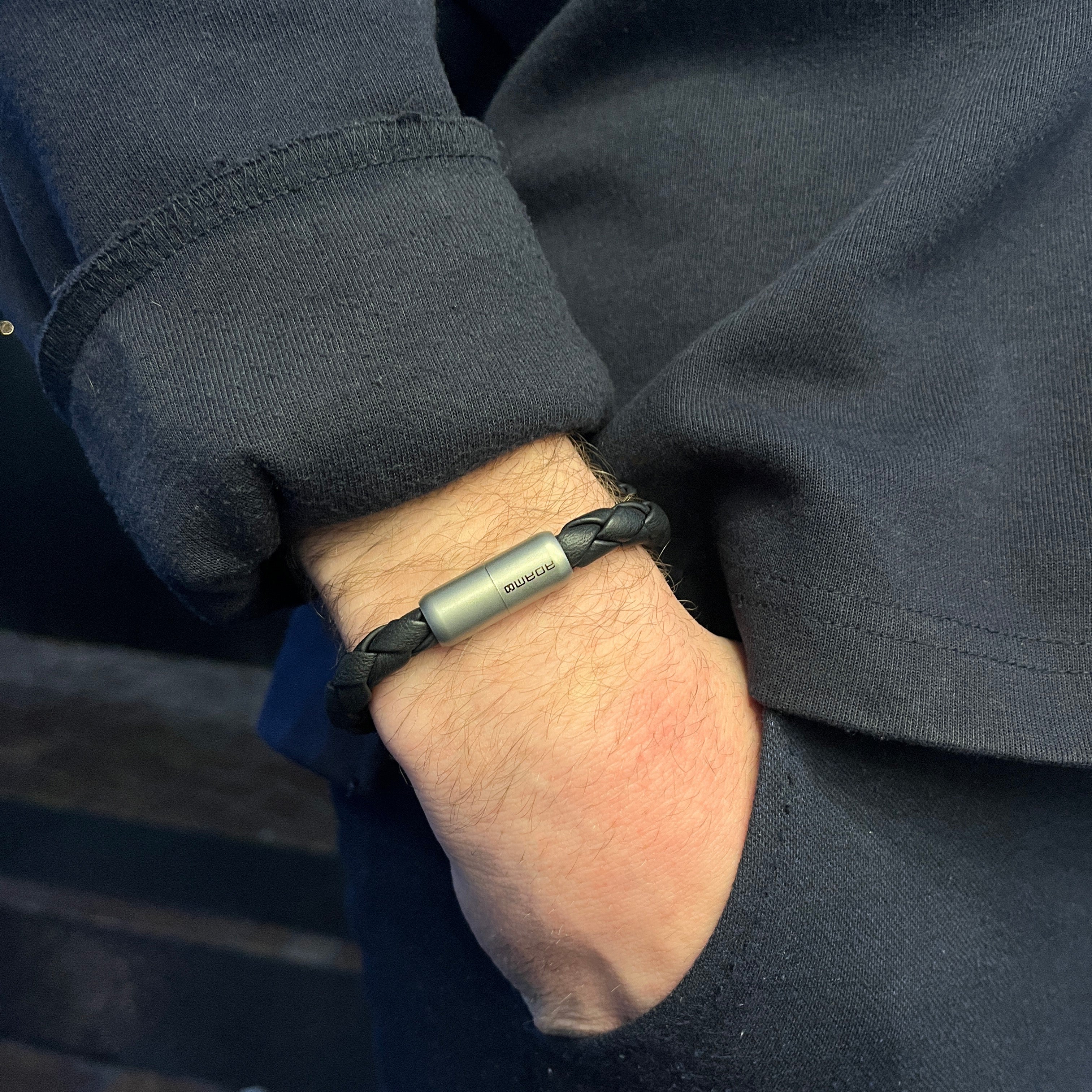 Læder Armbånd Sort