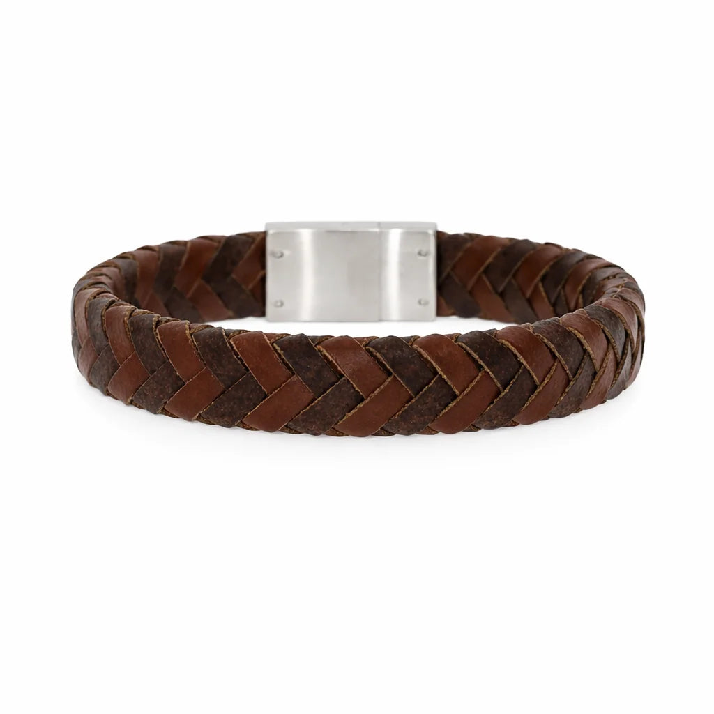 Flettet Læderarmbånd Mix Brun