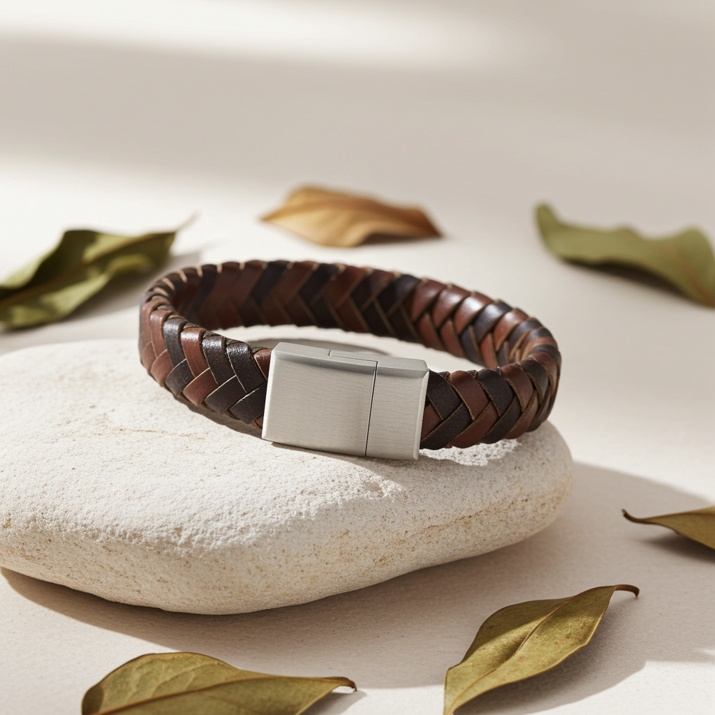 Flettet Læderarmbånd Mix Brun