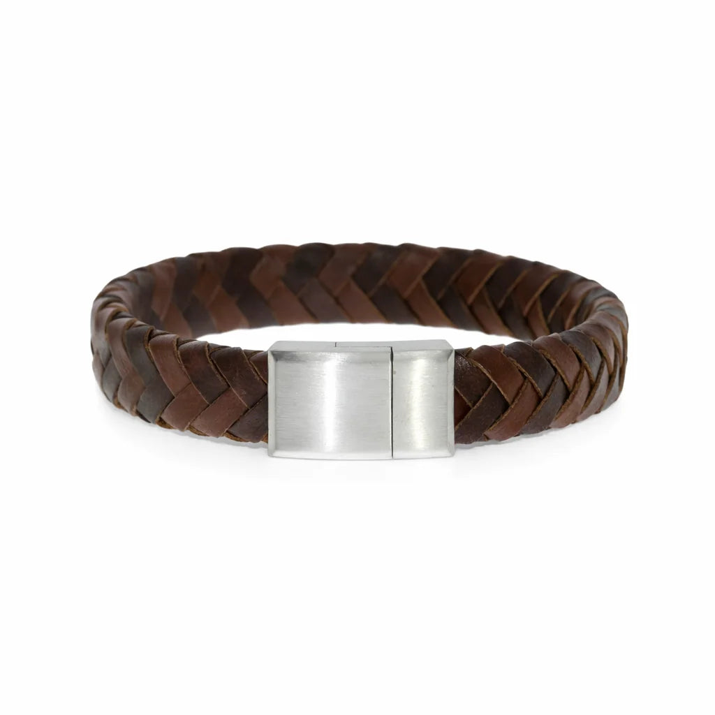 Flettet Læderarmbånd Mix Brun