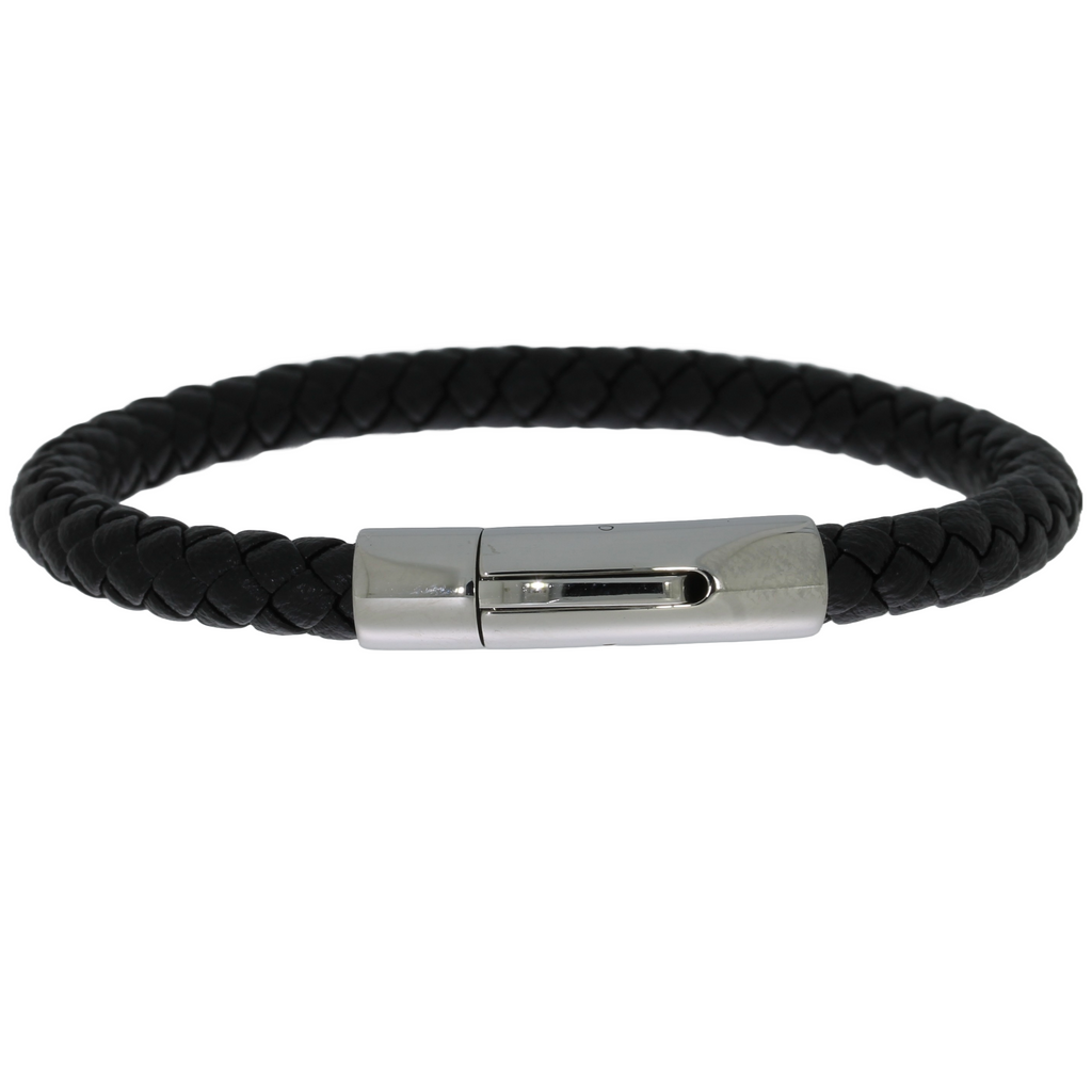 Flettet Læderarmbånd Sort