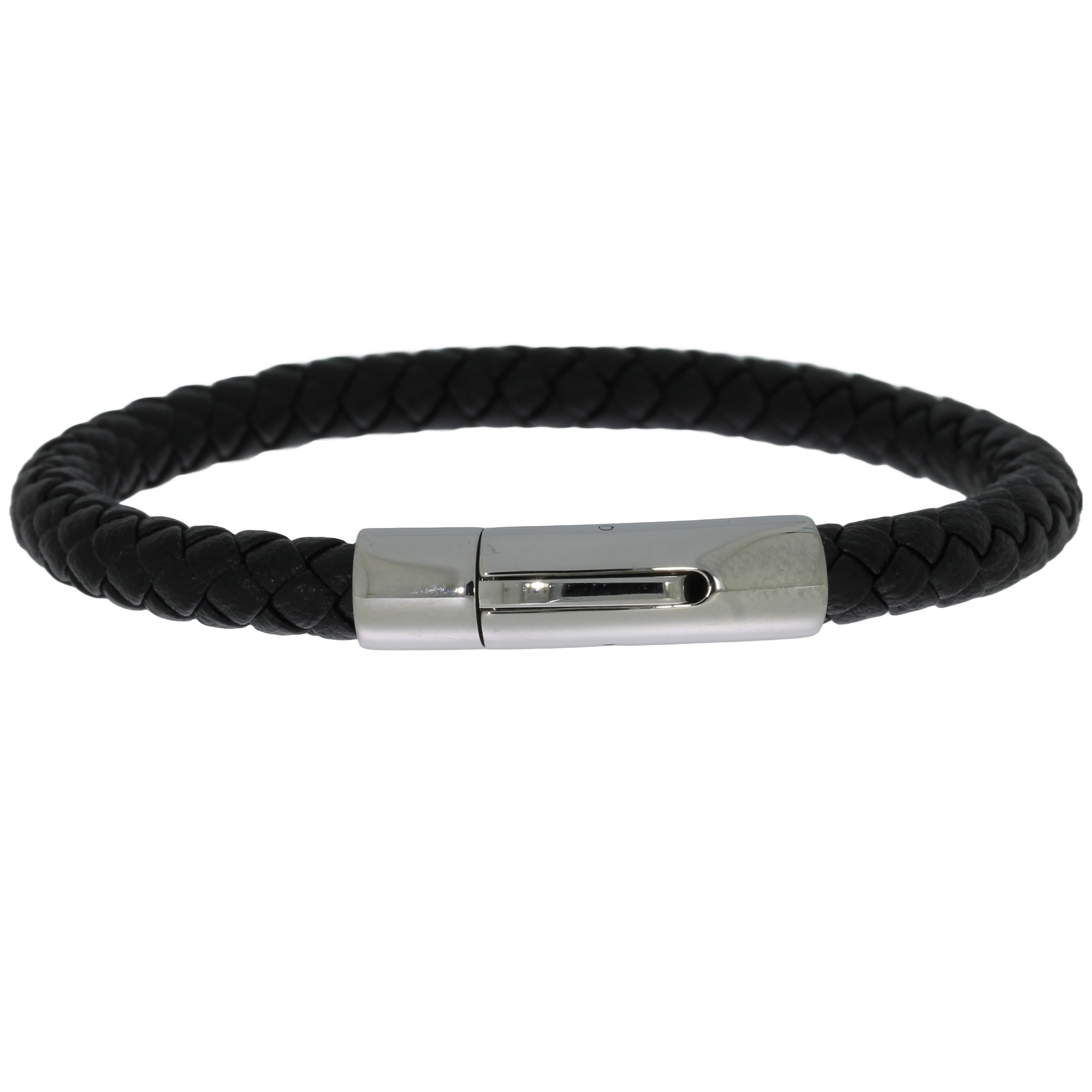 Flettet Læderarmbånd Sort