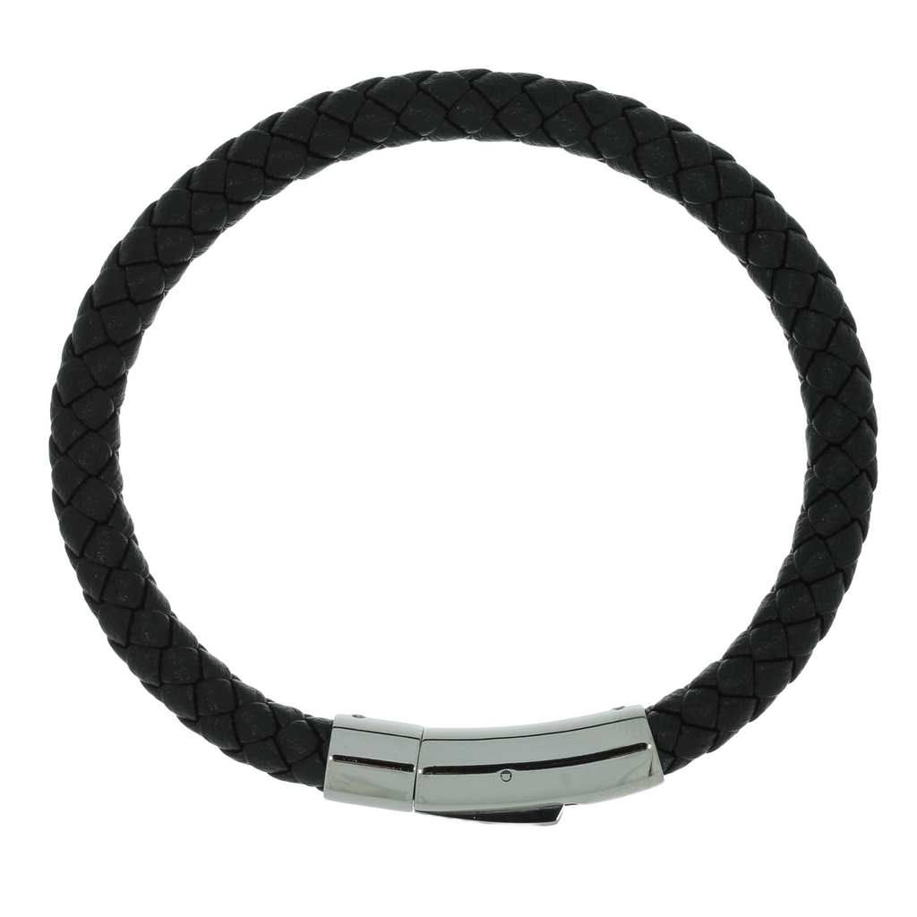 Flettet Læderarmbånd Sort