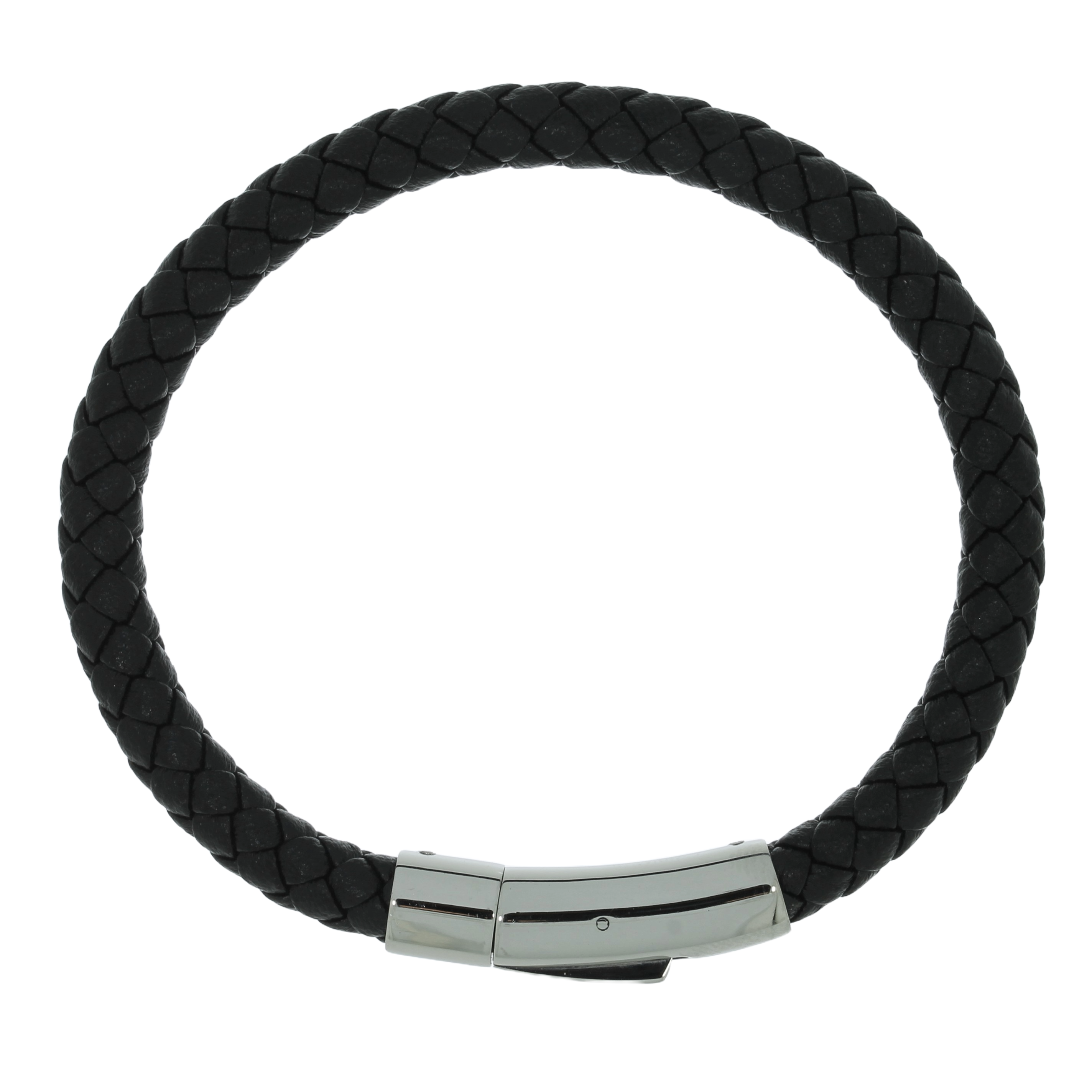 Flettet Læderarmbånd Sort