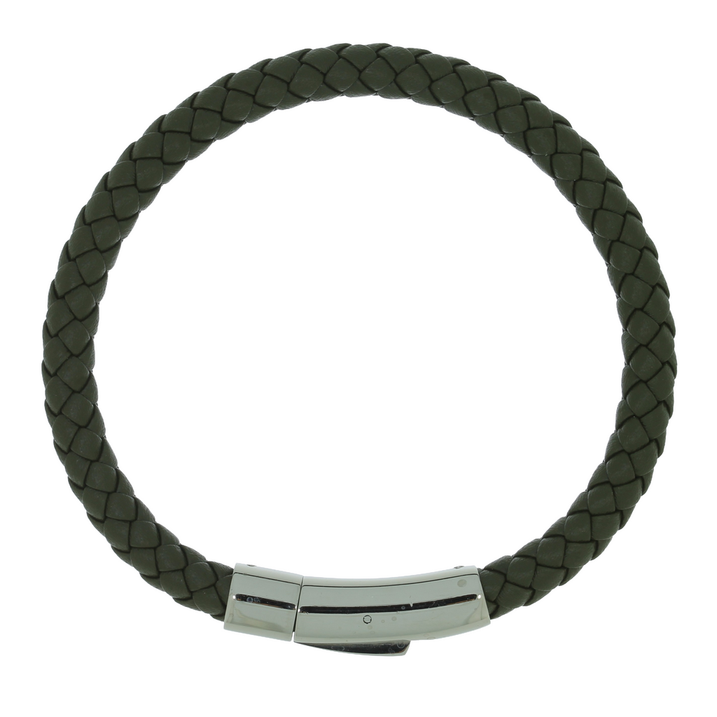 Flettet Læderarmbånd Grøn