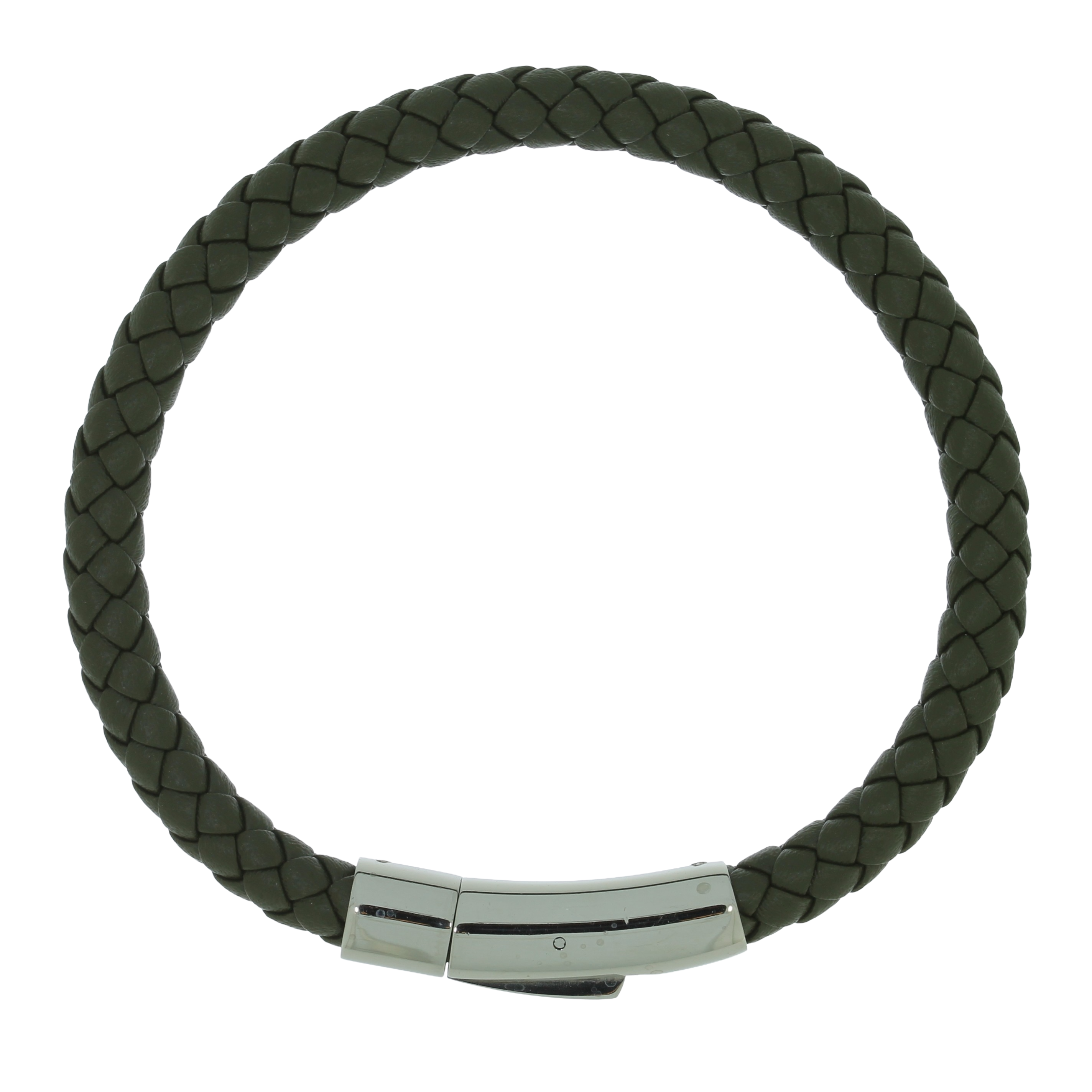 Flettet Læderarmbånd Grøn