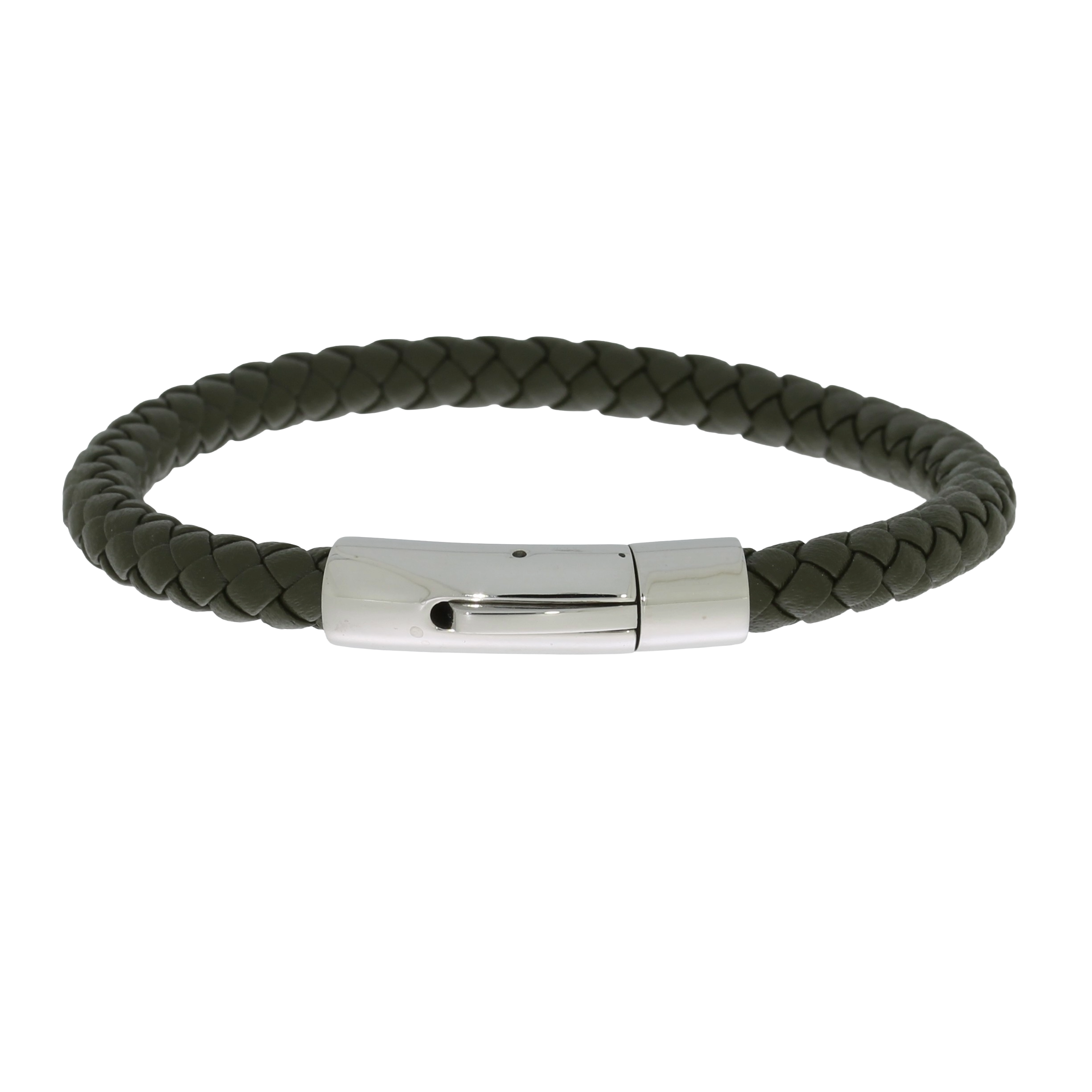Flettet Læderarmbånd Grøn