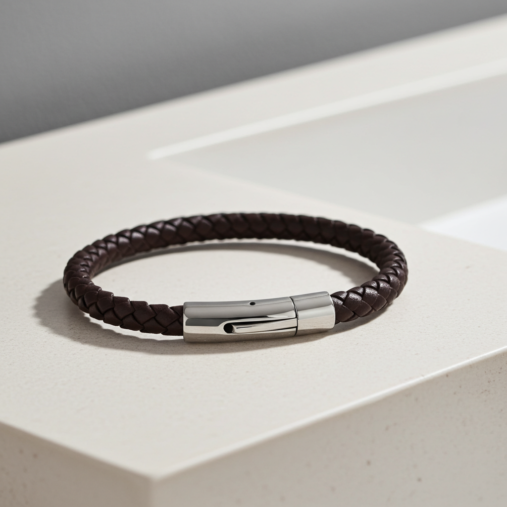 Flettet Læderarmbånd Brun