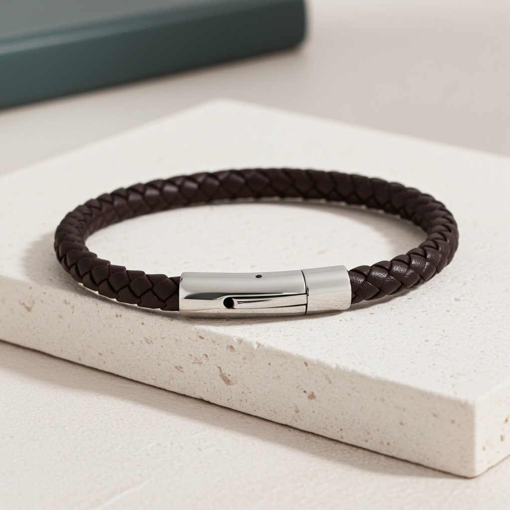 Flettet Læderarmbånd Brun