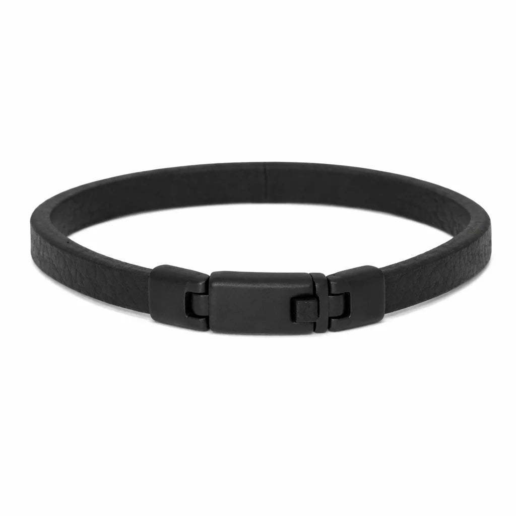 Læderarmbånd Sort