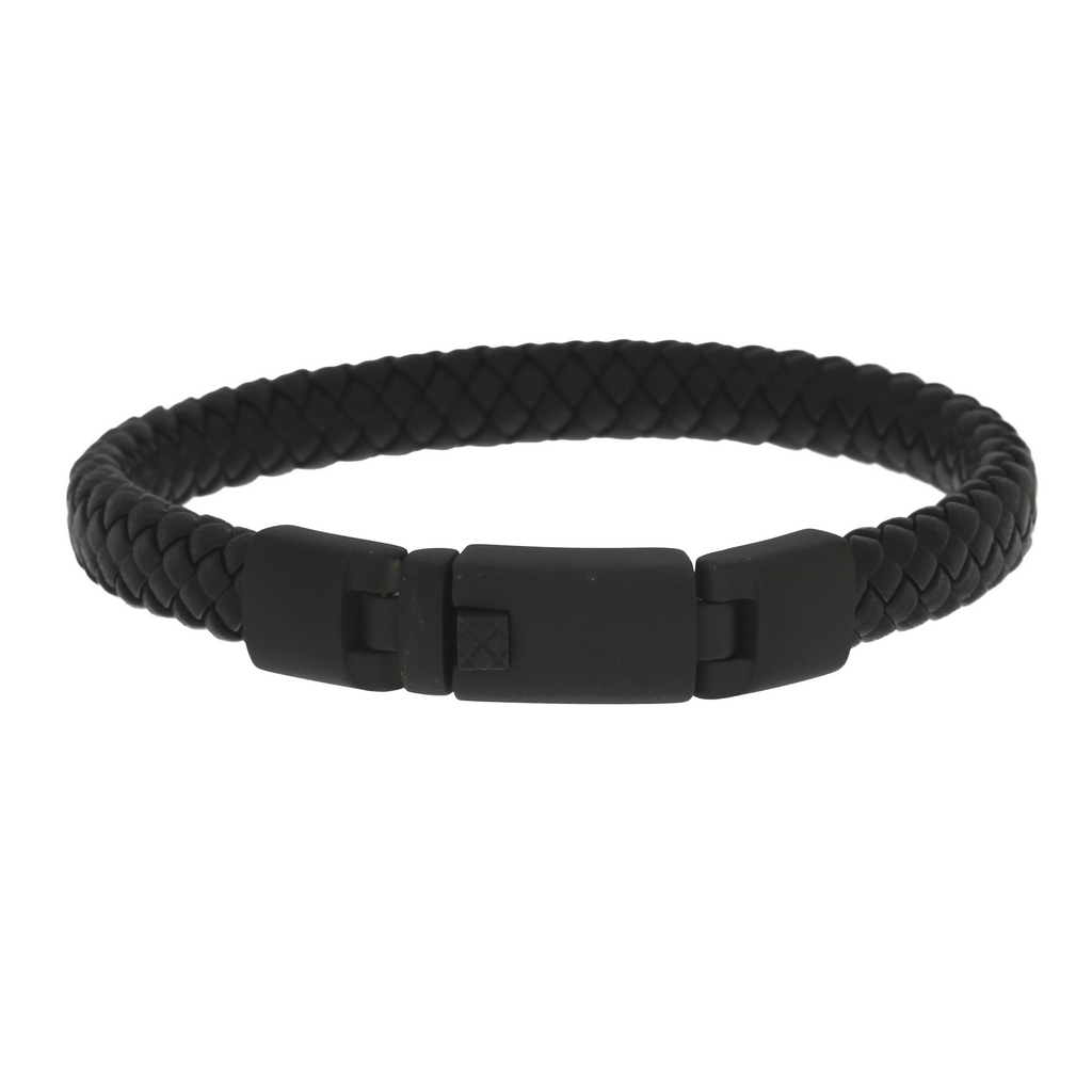 Flettet Læderarmbånd Sort