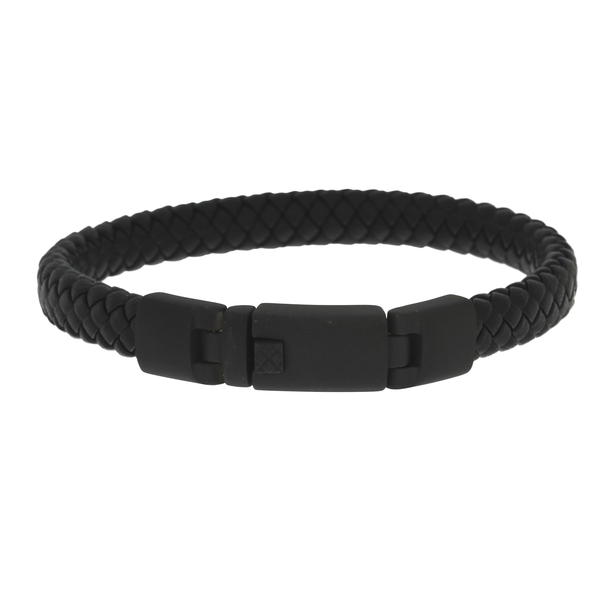 Flettet Læderarmbånd Sort