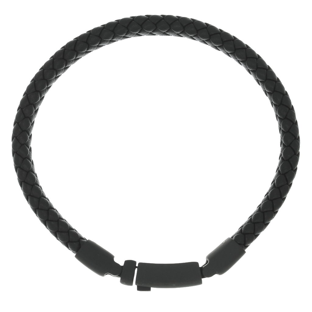 Flettet Læderarmbånd Sort
