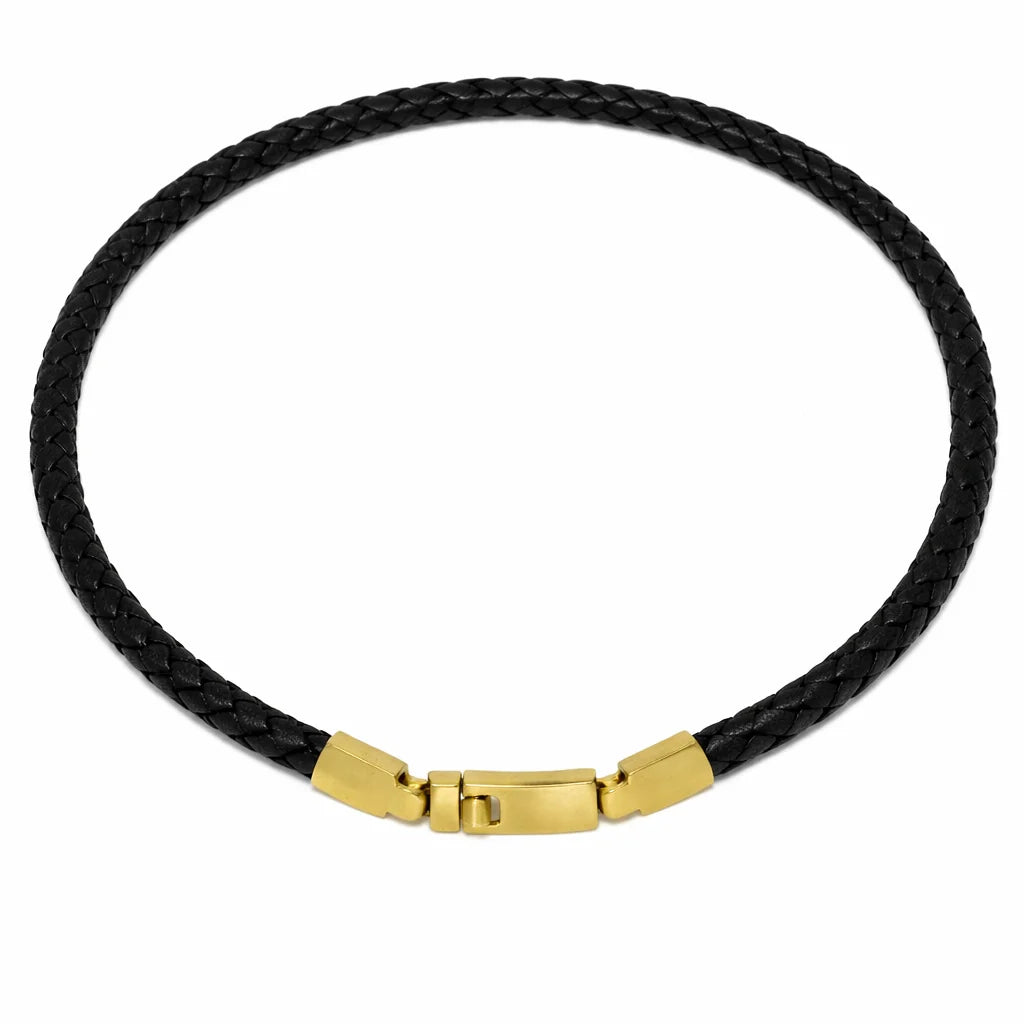 Flettet Læderarmbånd Sort