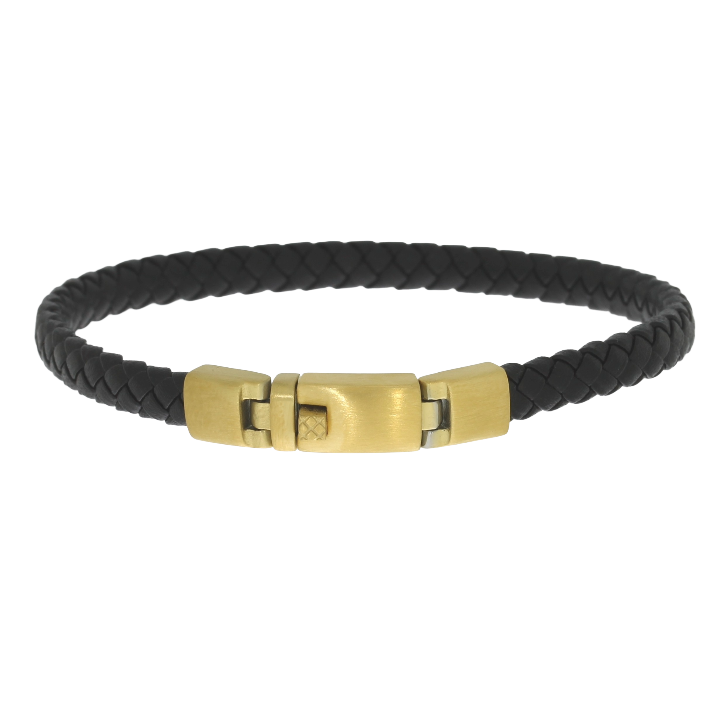 Flettet Læderarmbånd Sort