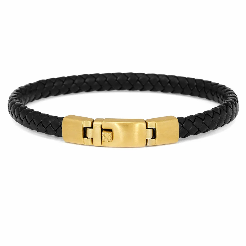Flettet Læderarmbånd Sort