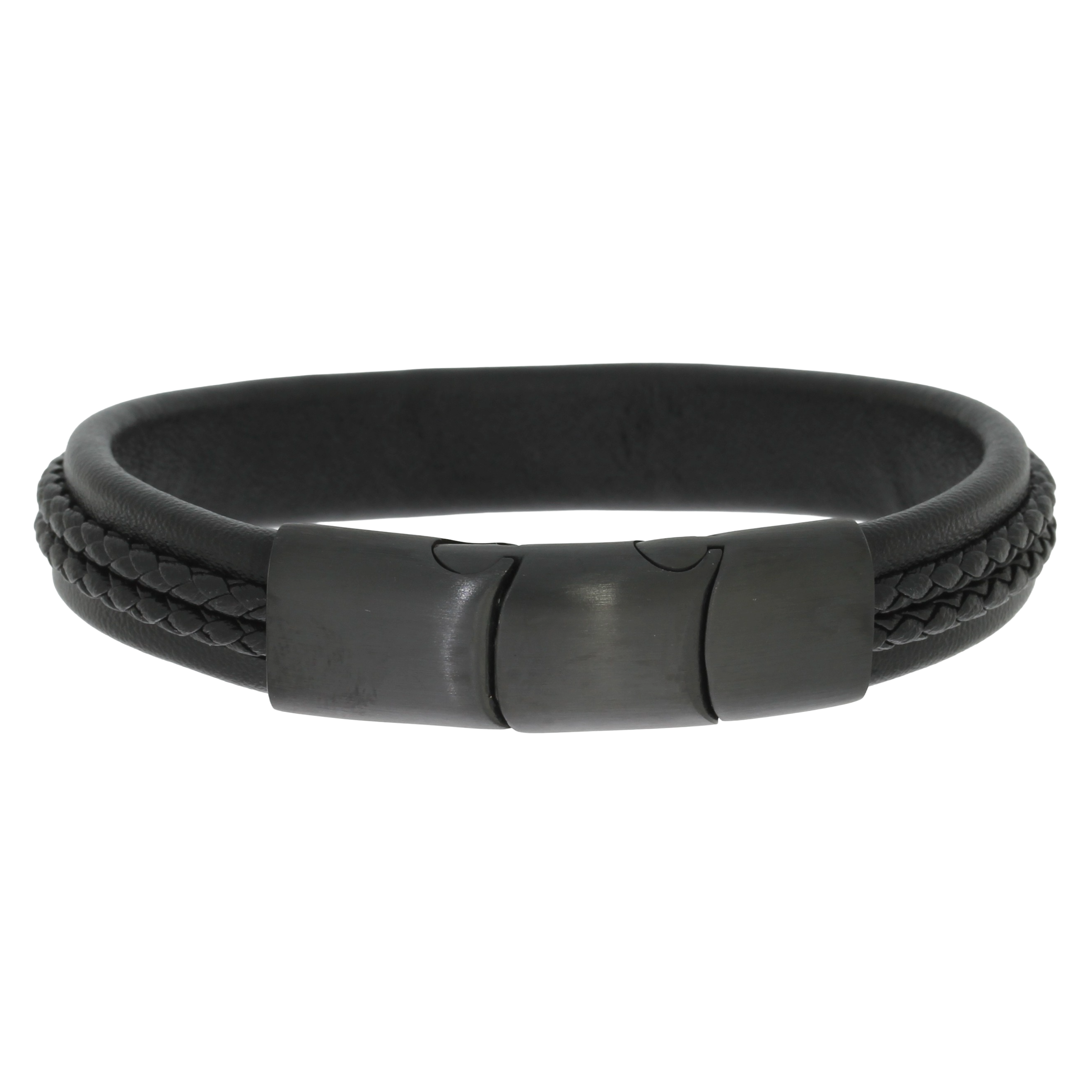 Flettet Læderarmbånd Sort