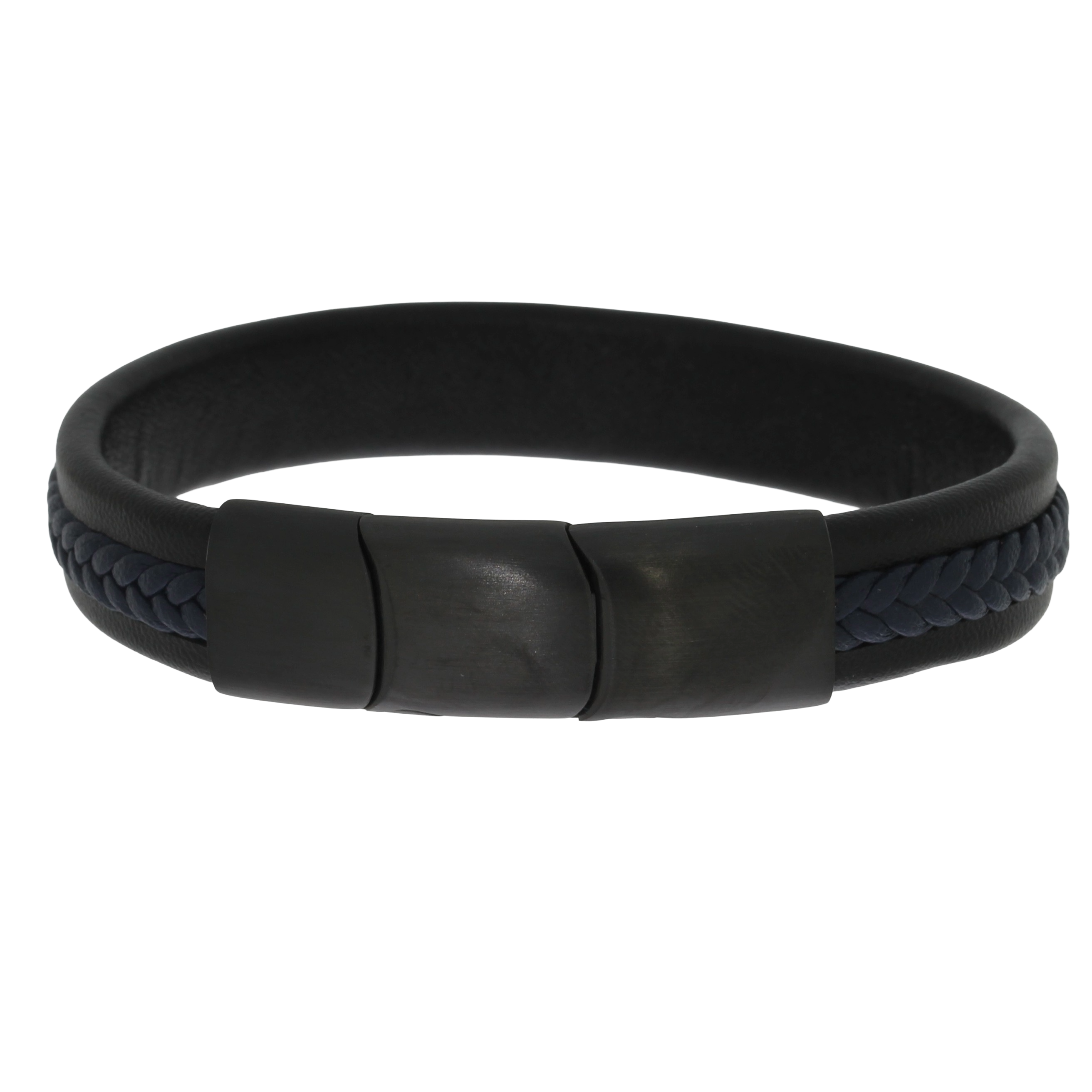 Flettet Læderarmbånd Sort
