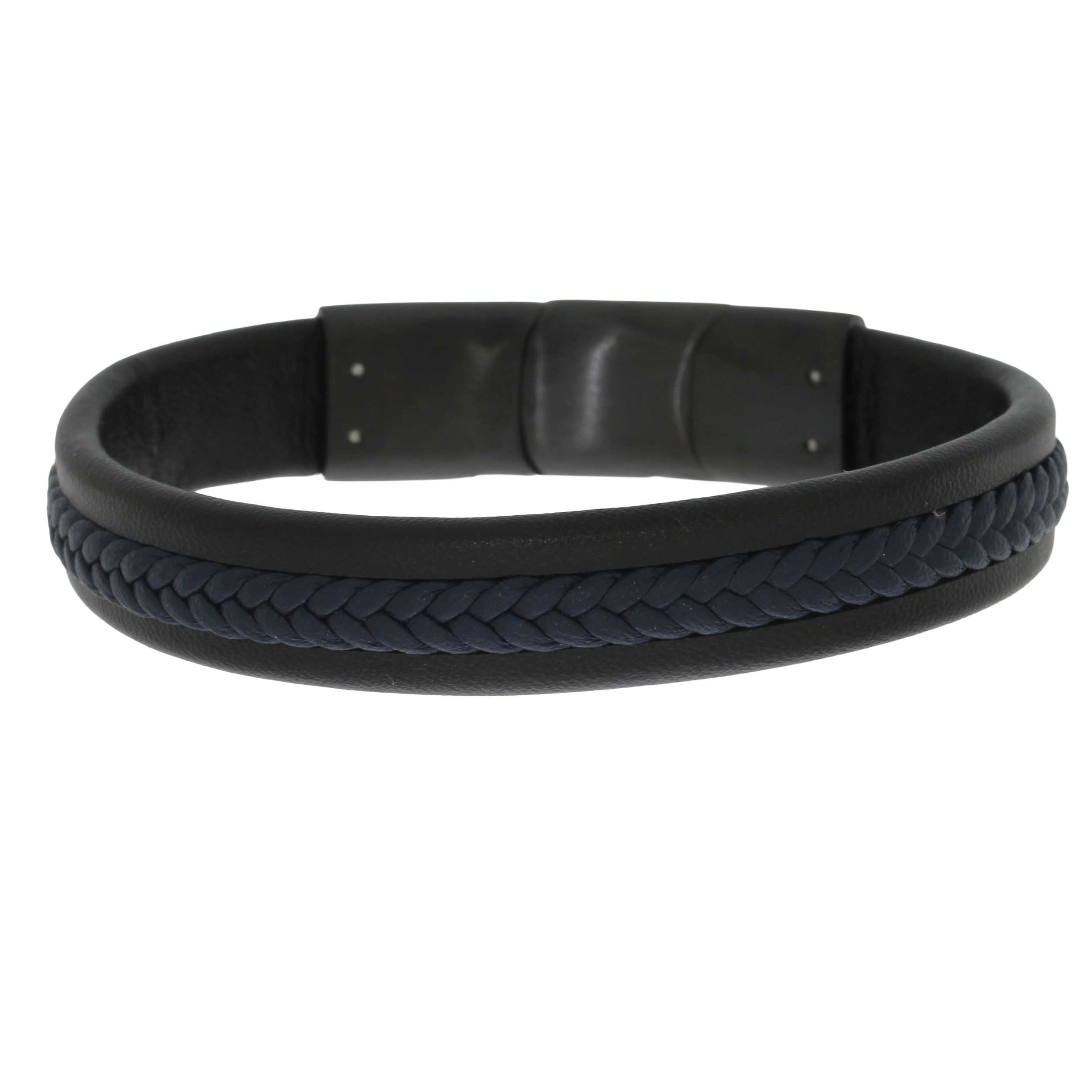 Flettet Læderarmbånd Sort
