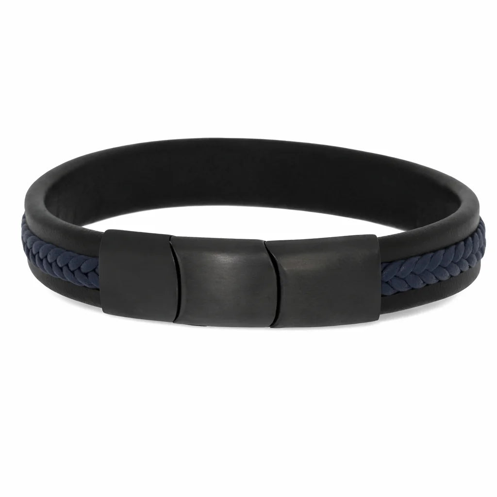 Flettet Læderarmbånd Blå Flet