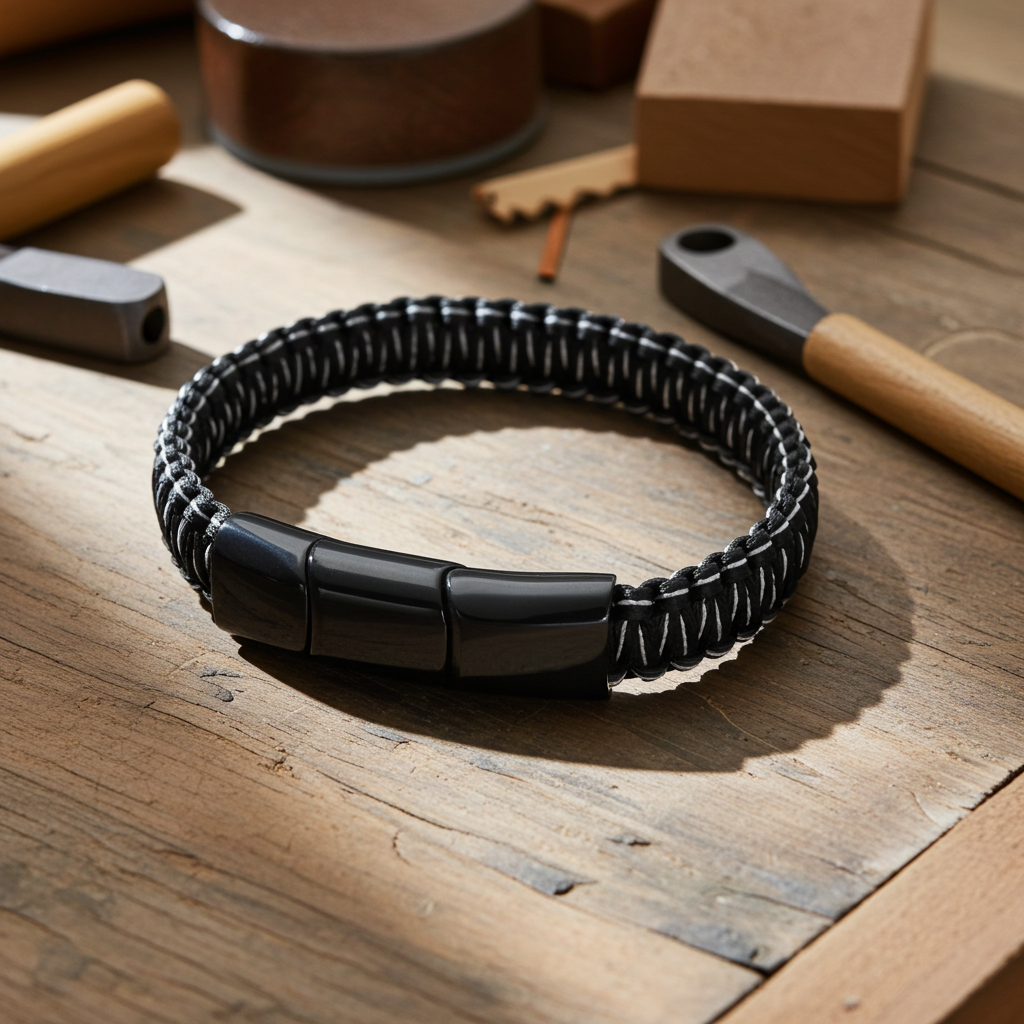 Flettet Stål Armbånd Sort