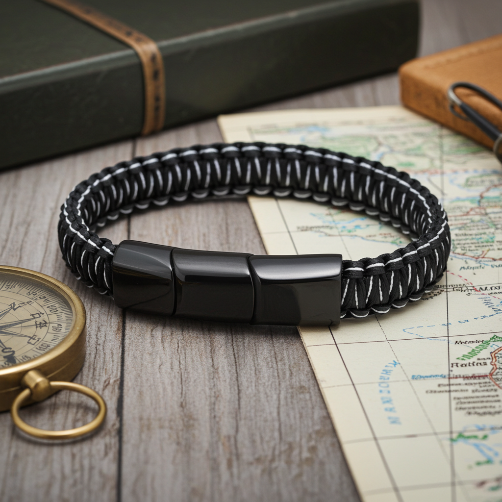 Flettet Stål Armbånd Sort