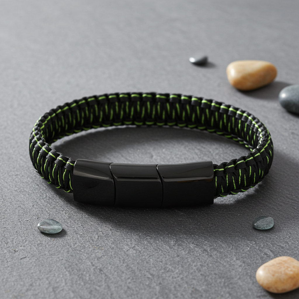 Flettet Stål Armbånd Grøn