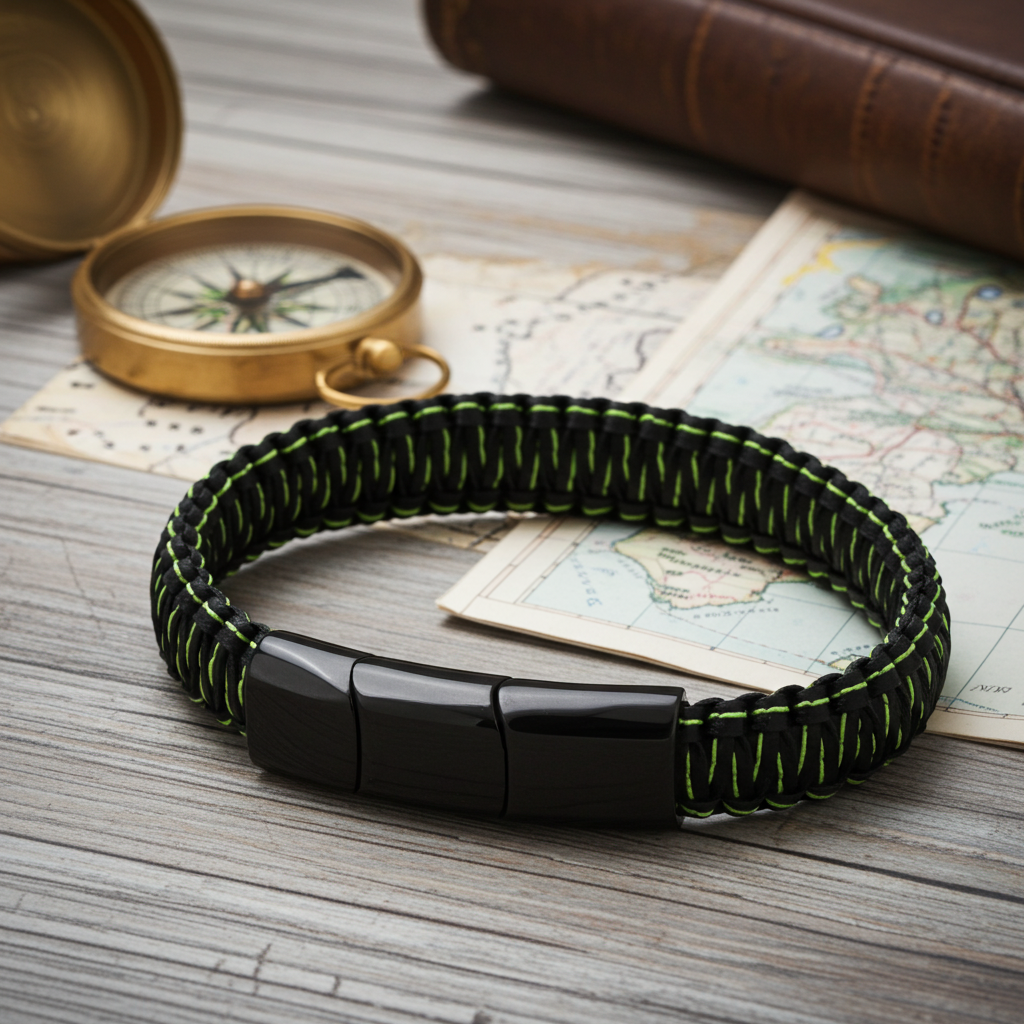 Flettet Stål Armbånd Grøn