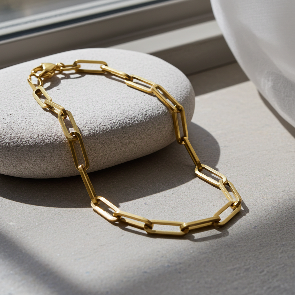 Forgyldt Stål Lænke Armbånd