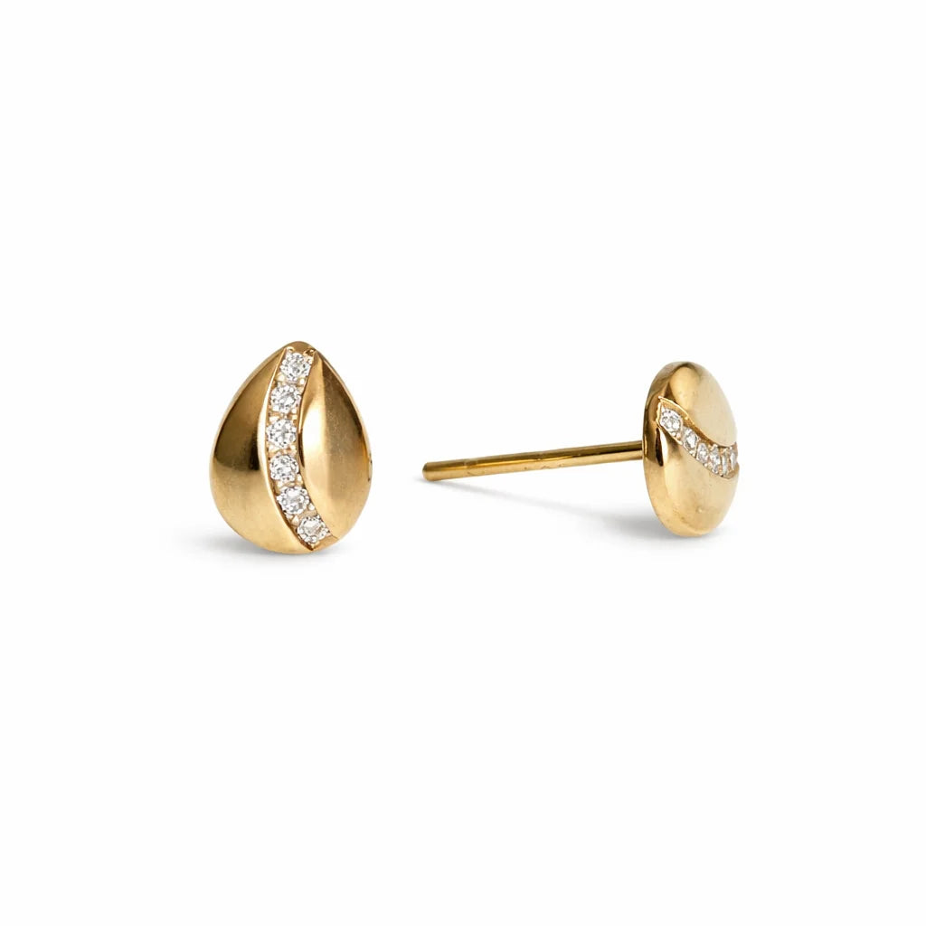 8 Karat Hvide Sten Dråbeformet Ørestikker